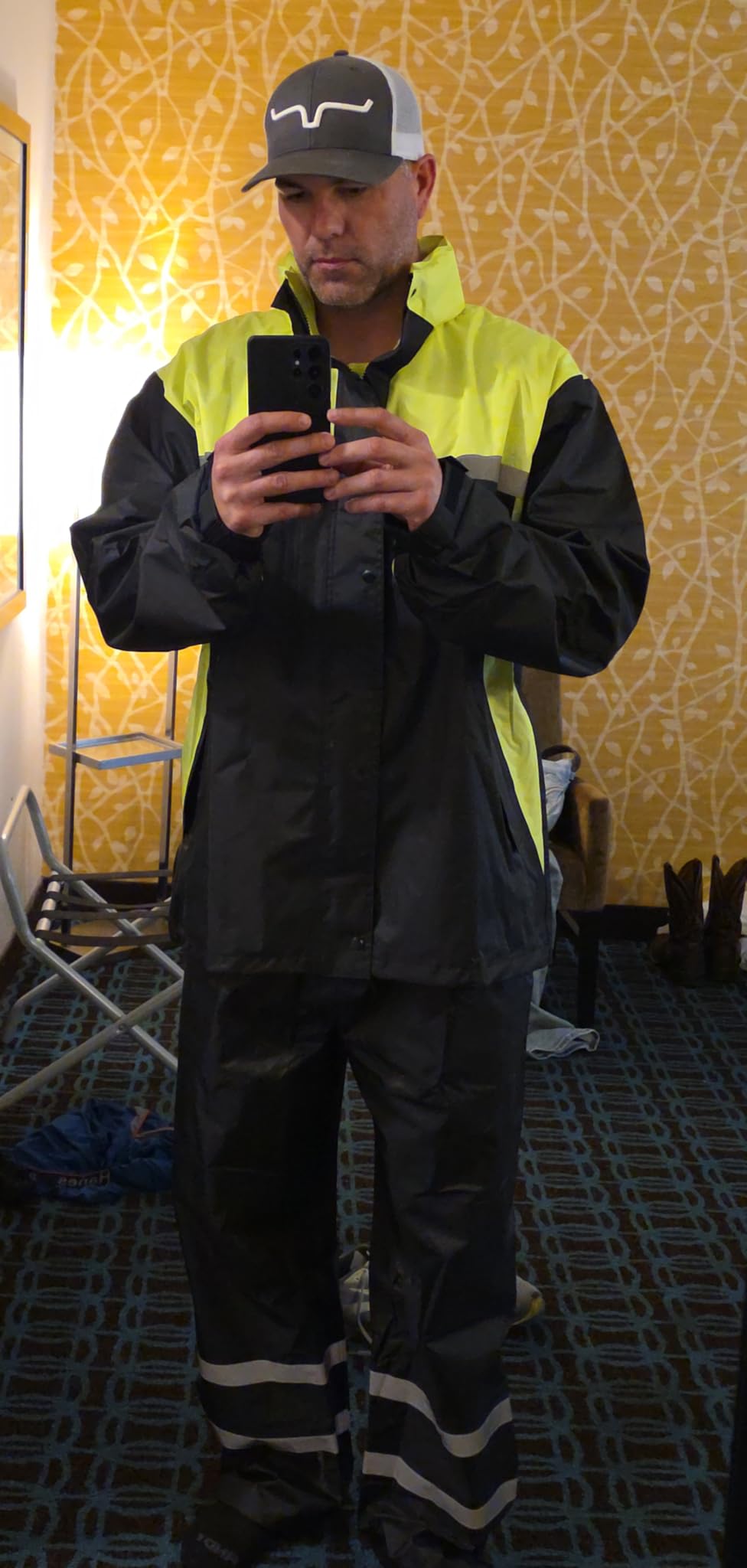 Men's Rain Suit High Visibility Reflective Work Rain Jacket Pants for All Sport Farm Fishing Motorcycle customer photo 1