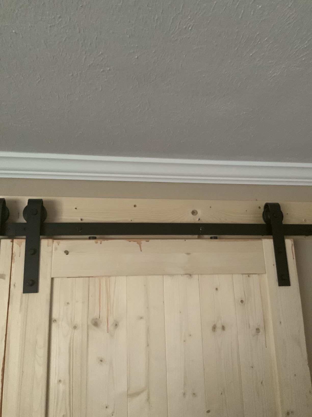 FREDBECK 36in x 84in Wood Barn Door with 6.6FT Barn Door Hardware Kit Included K Shape Solid Spruce Panel Need to Assembly customer photo 1