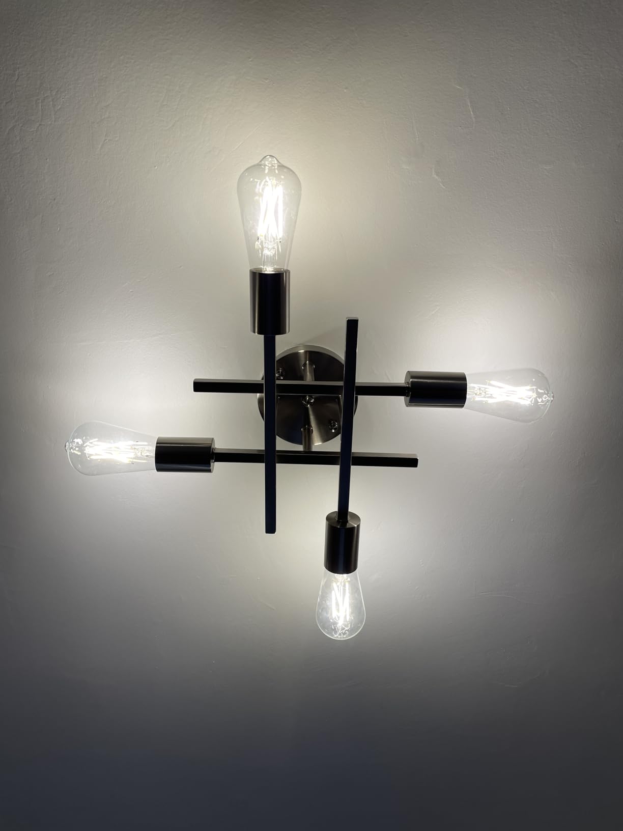 Industrial 4-Light Semi Flush Mount Ceiling Light Fixture, Modern Farmhouse Lights Matte Black, Rustic Sputnik Chandelier for Bedroom Foyer customer photo 2