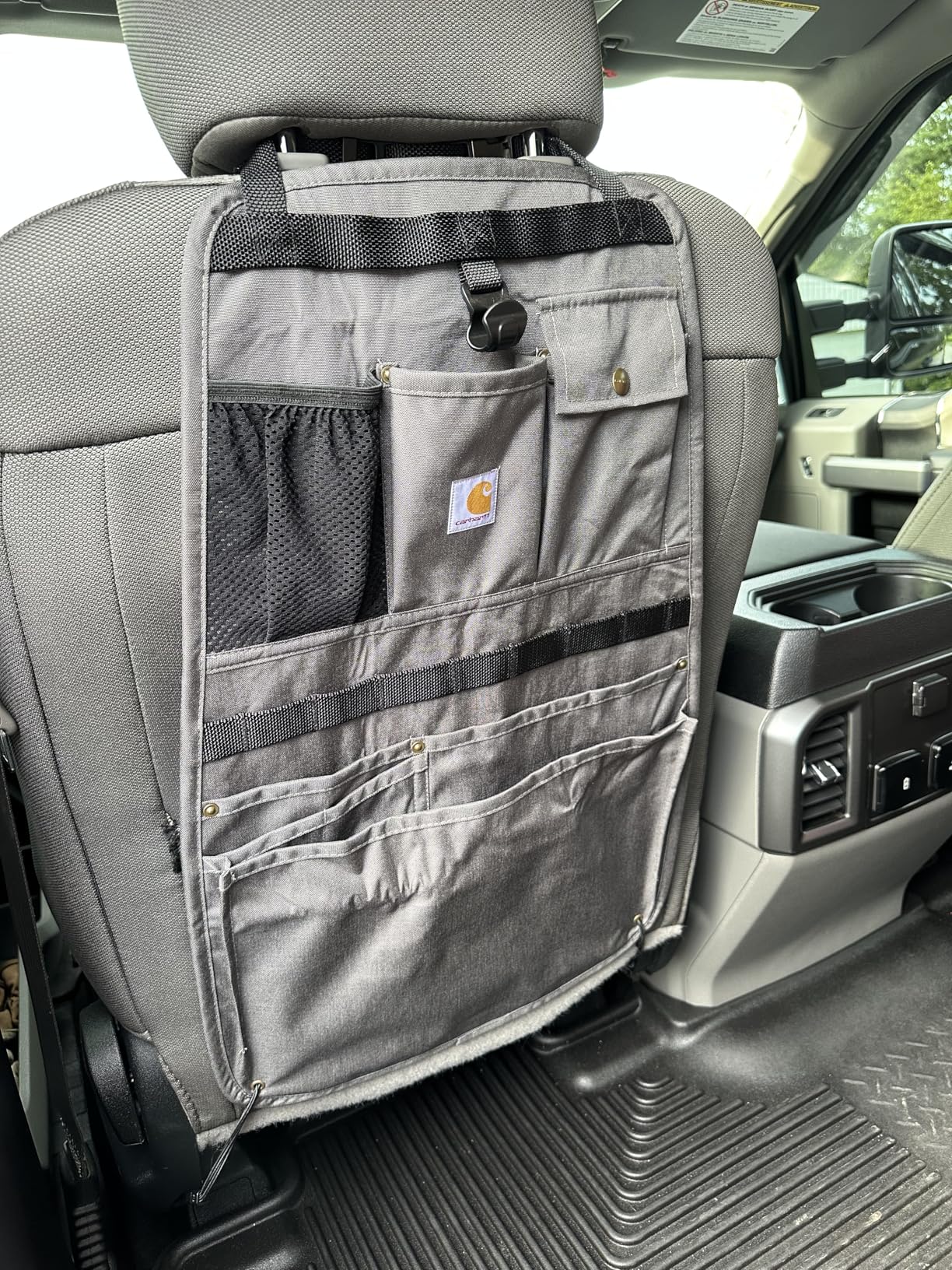 Carhartt Universal Nylon Duck Automotive Seat Back Organizer, Organization for Work and Kids, Black customer photo 2