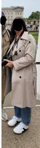 Womens Long Trench Coat Double Breasted Windproof Overcoat With Belt customer photo 1