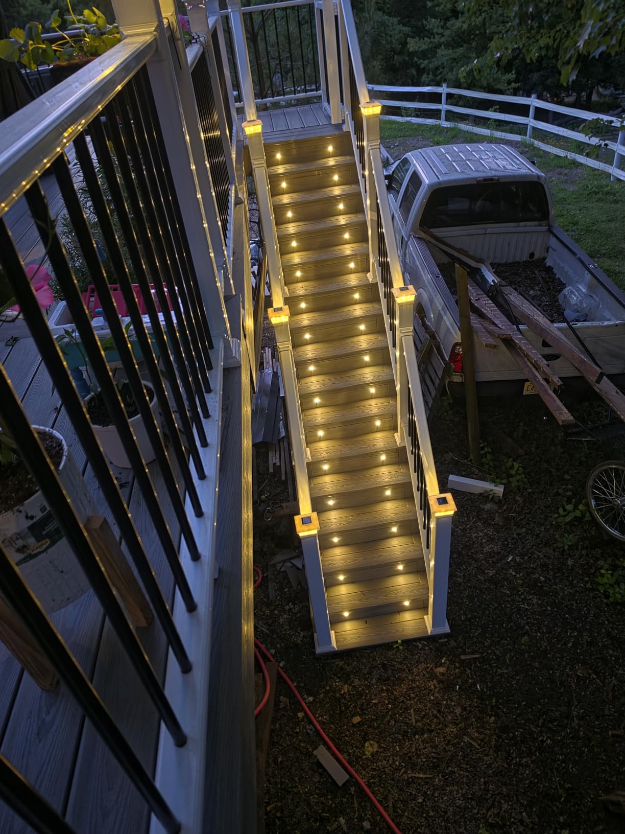 LED Deck Lights Kit, 20pcs Φ1.22 D31 WiFi Smart Phone Control Low Voltage Recessed RGBW Deck Lighting Waterproof Outdoor Yard Path Stair Decor, Black customer photo 1
