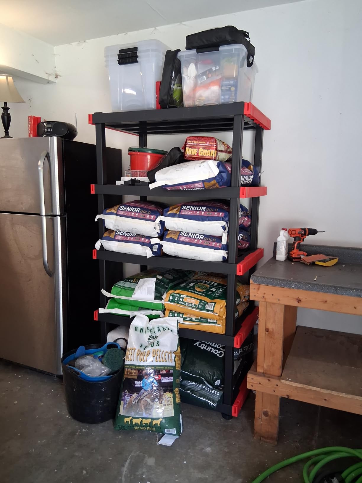 CX Craftsman 5-Tier Heavy Duty Plastic Storage Shelves, Garage Organization | 5-tier storage rack organizes garages, workshops & basements, 200 lb/shelf, 72.3H x 40W x 24D, easy assembly, black/red customer photo 1