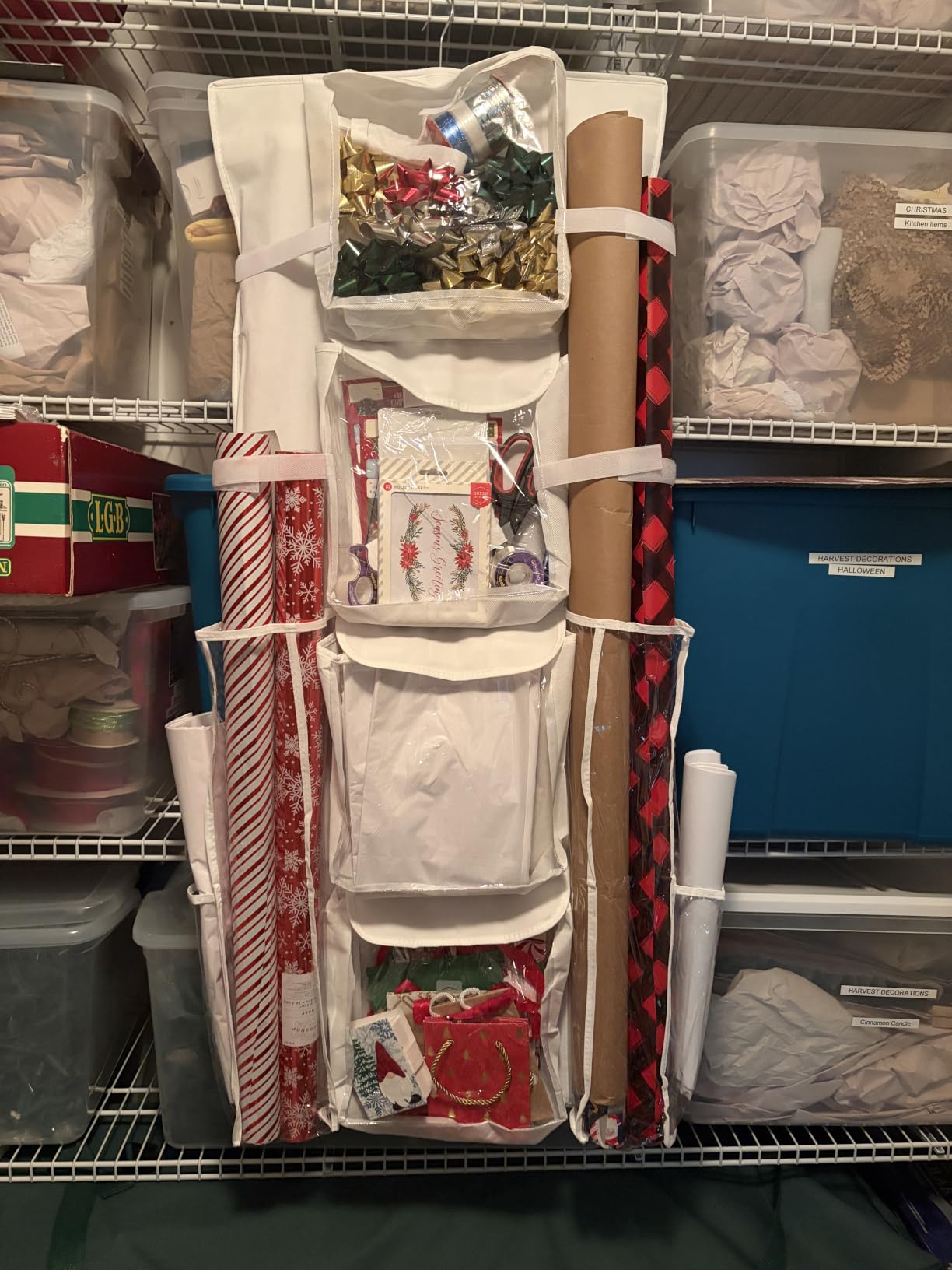 Simple Houseware Double-Sided Hanging Gift Wrap Organizer Storage Pockets, Gray (Set of 1) customer photo 1