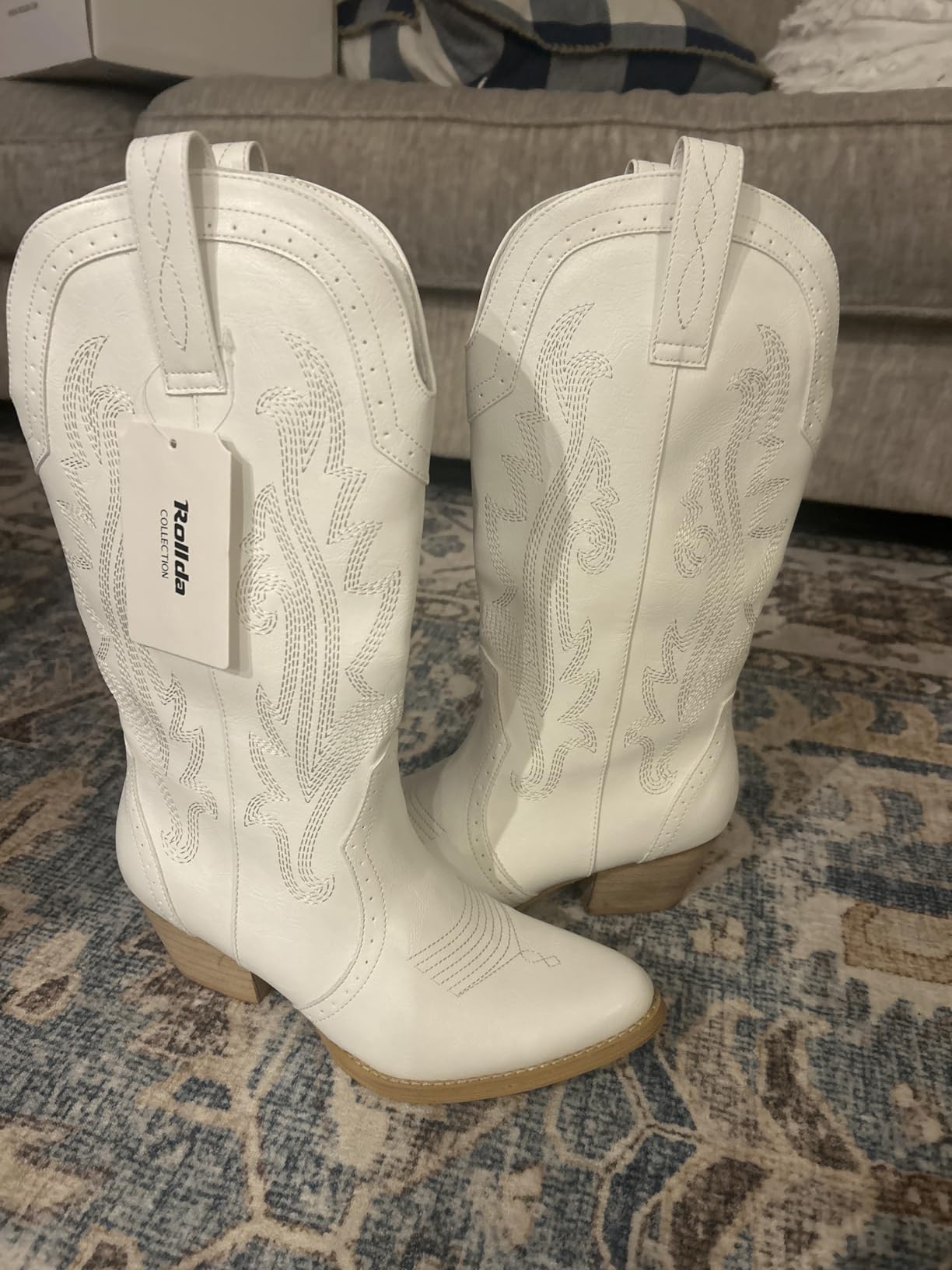 HISEA Rollda Cowboy Boots for Women, Cowgirl Boots, Comfortable Western Boots with Pointed Toe Stitched Embroidery customer photo 2
