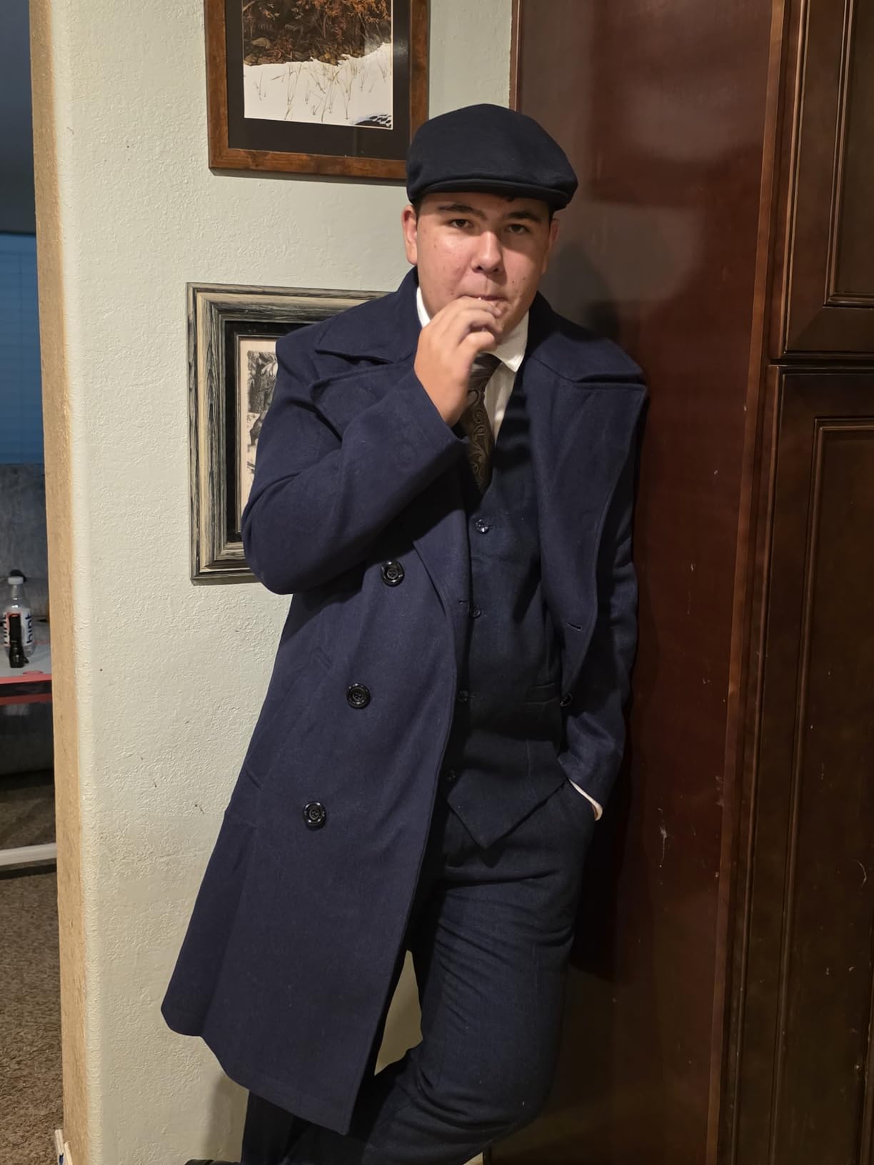 Makkrom Mens Double Breasted Trench Coat Casual Lapel Collar Business Winter Long Overcoats customer photo 2