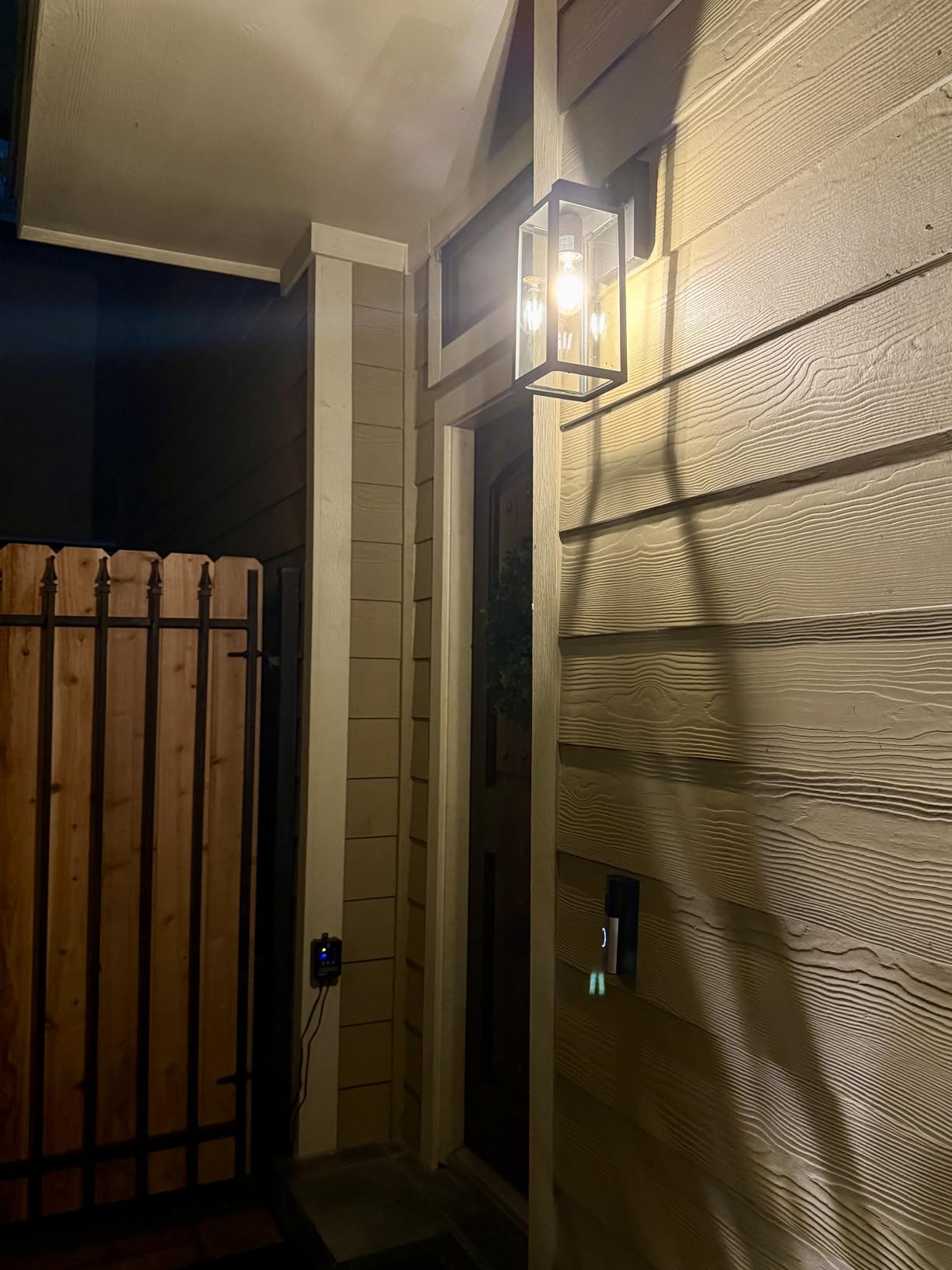 SHINE HAI Dusk to Dawn Outdoor Wall Lantern, Exterior Sconce Fixtures with E26 Sockets & Glass Shades, Waterproof Porch Wall Mount Lighting, Outdoor Lantern for Patio Front Door Entryway, 2 Pack customer photo 1
