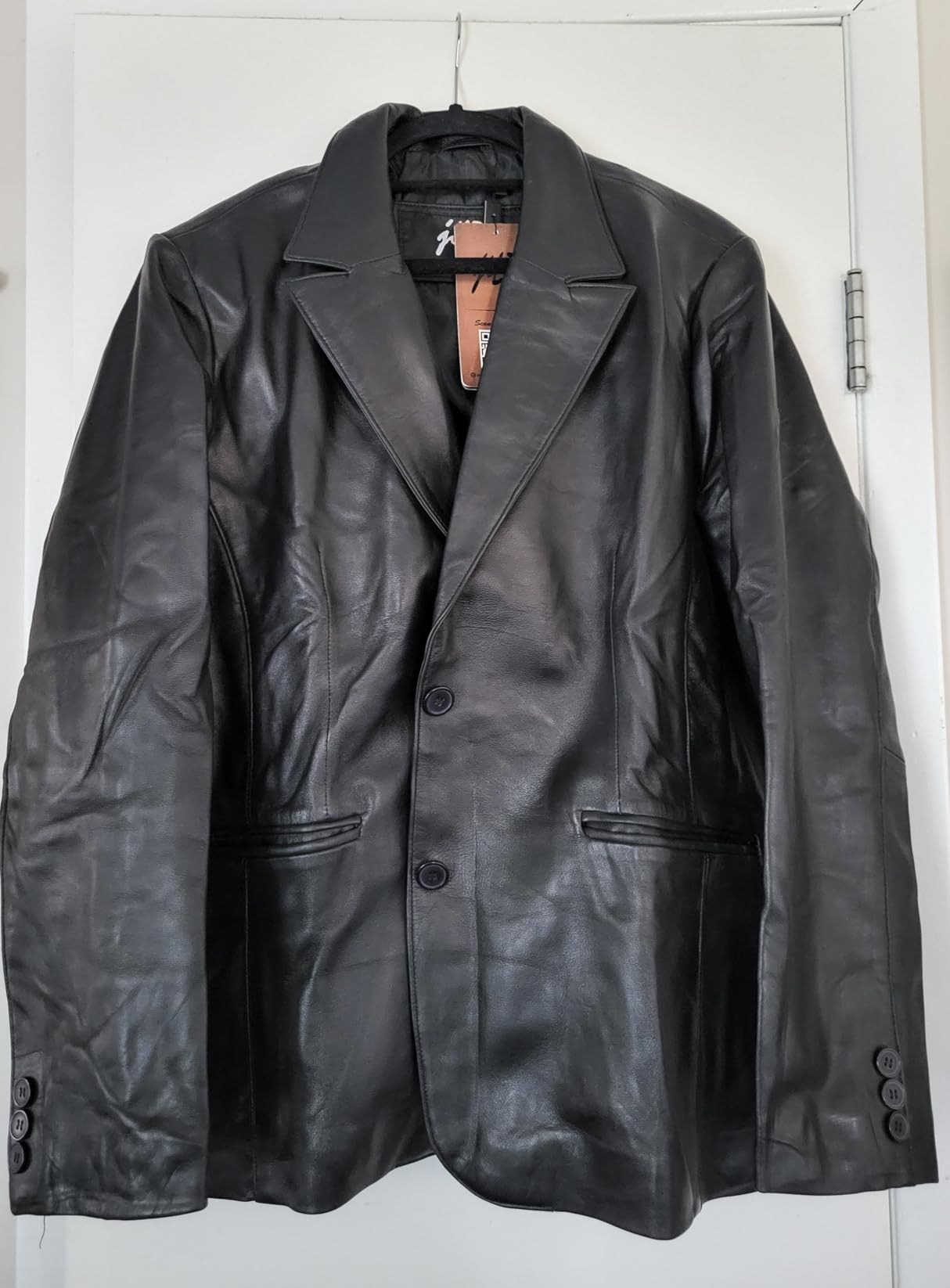 Jild Classic 2-Button Lambskin Leather Blazer Women - Casual Coat Long Sleeves Suit Style Leather Jacket Women customer photo 1