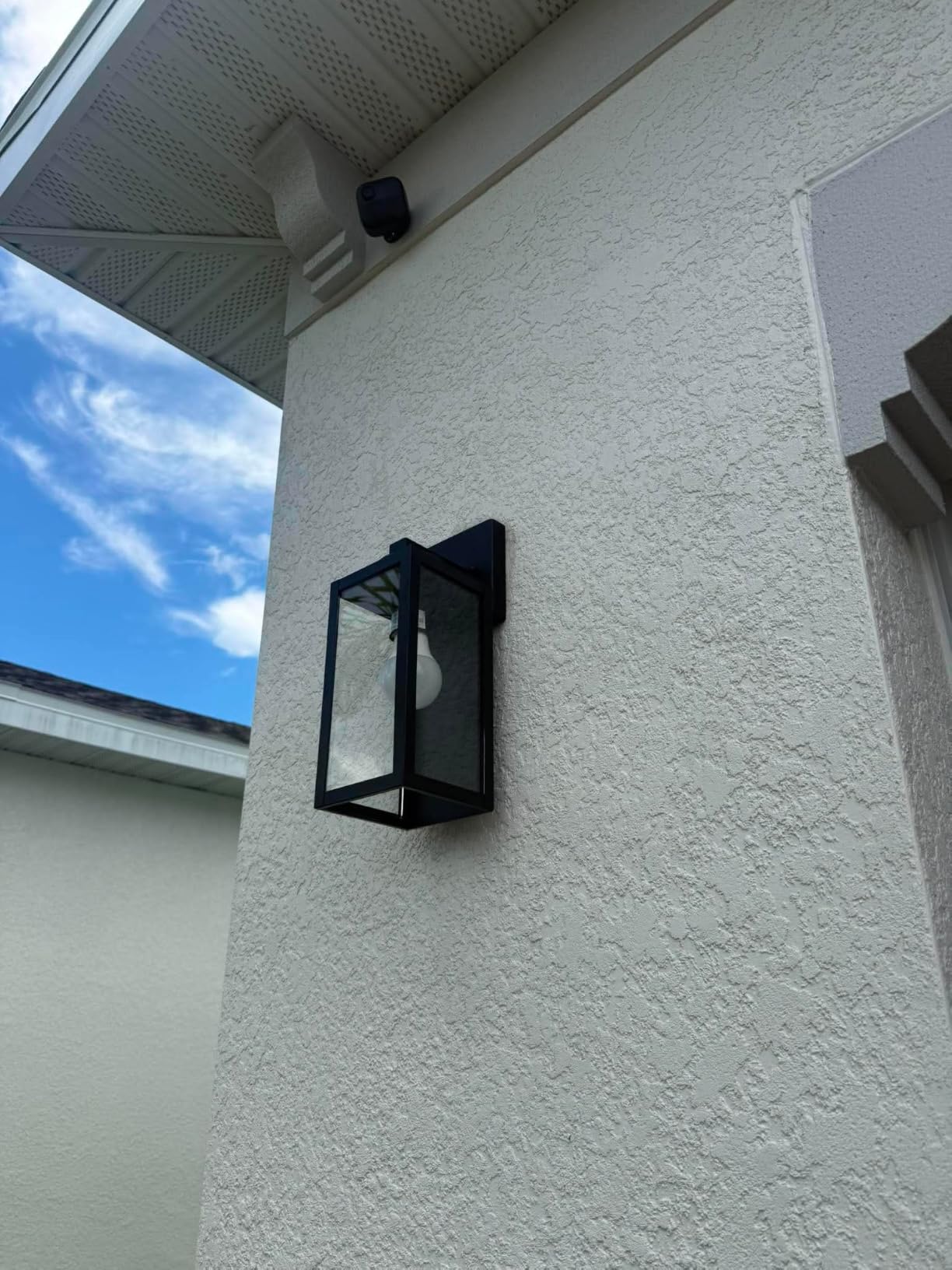 BesLowe Outdoor Wall Light Fixtures, Exterior Waterproof Wall Lanterns, Porch Sconces Lighting with E26 Sockets & Glass Shades, Modern Matte Black Outside Lights for Patio Front Door Entryway Garage, 2-Pack customer photo 2