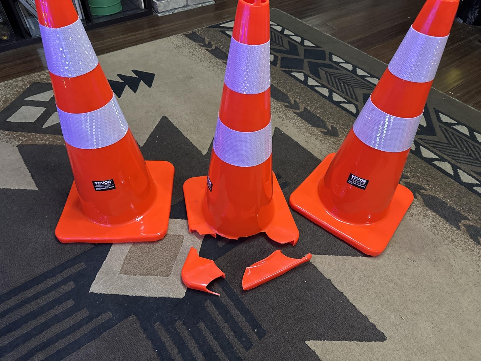 VEVOR Safety Cones, 12 x 28 inch Traffic Cones, Orange PVC | 2 Reflective Collars, Weighted Base, Hand-Held Ring, For Traffic Control, Driveway, Road, Parking customer photo 2