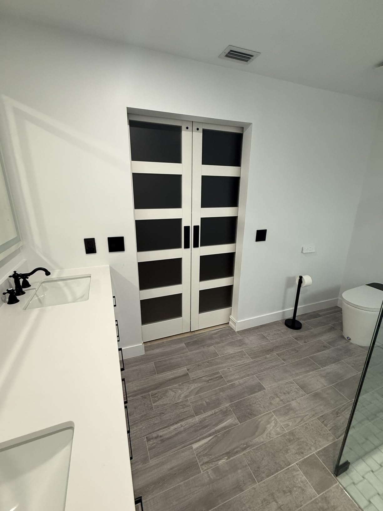 36x84 Inch Glass Sliding Barn Door Slab and 6.6ft Hardware Kit Included, 5 Frosted Glass, LVL Wood Panel Covered with White Water-Proof Scratch-Proof PVC Surface, Simple DIY Assembly customer photo 2