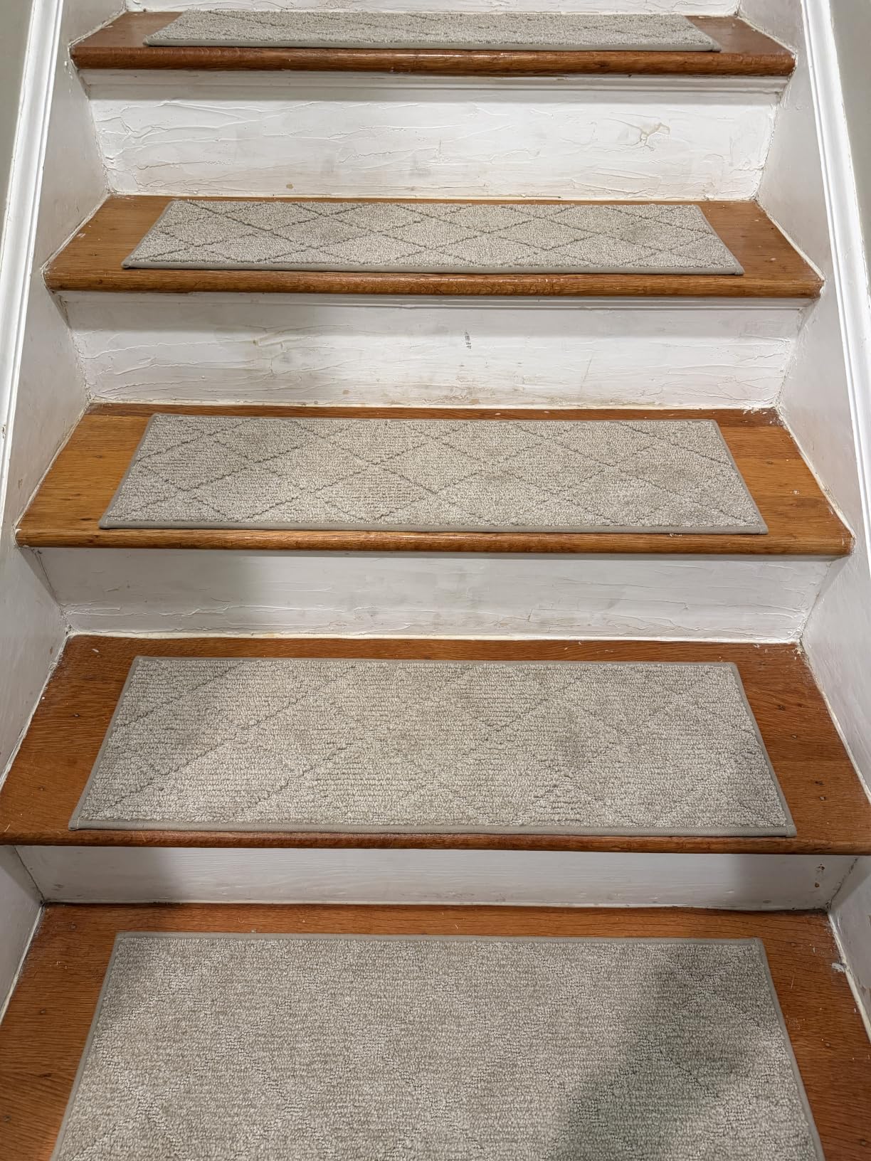 COSY HOMEER Edging Stair Treads Non-Slip Carpet Mat 28inX9in Indoor Stair Runners for Wooden Steps, Edging Stair Rugs for Kids and Dogs, 100% Polyester TPE Backing (15pc, Beige) customer photo 1