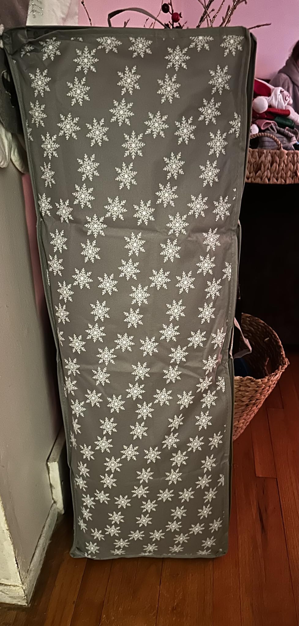 HOLDN' STORAGE Premium Wrapping Paper Storage Container - Durable 600D Tear-Proof, Fits 27 Rolls Gift Wrap, Extra Pockets for Ribbons & Bows, Underbed Storage - Ideal for Holiday Christmas, Gray customer photo 1