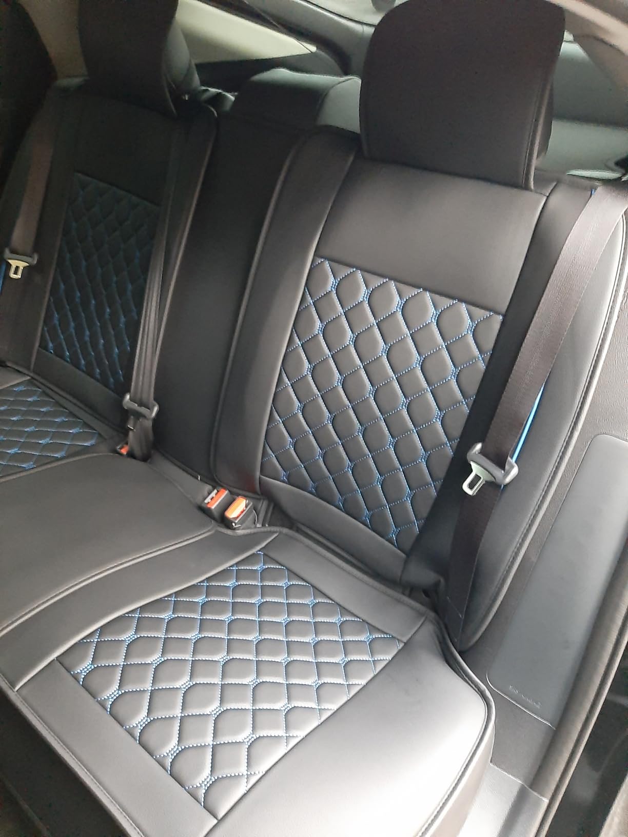 Leather Car Seat Covers Full Set, Universal Fit for Most Cars, SUV, Sedans and Pick-up Trucks, Automotive Vehicle Faux Leather Cushion Covers for 5 Passenger Cars (Full Set, Black) customer photo 1