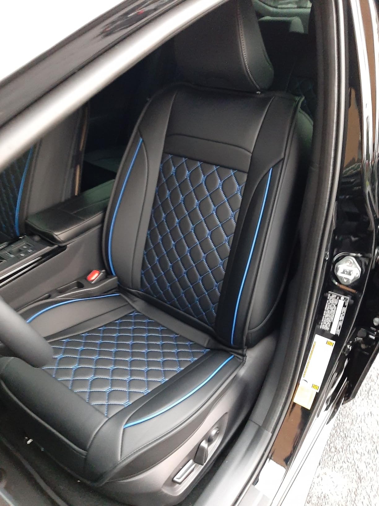 Leather Car Seat Covers Full Set, Universal Fit for Most Cars, SUV, Sedans and Pick-up Trucks, Automotive Vehicle Faux Leather Cushion Covers for 5 Passenger Cars (Full Set, Black) customer photo 2
