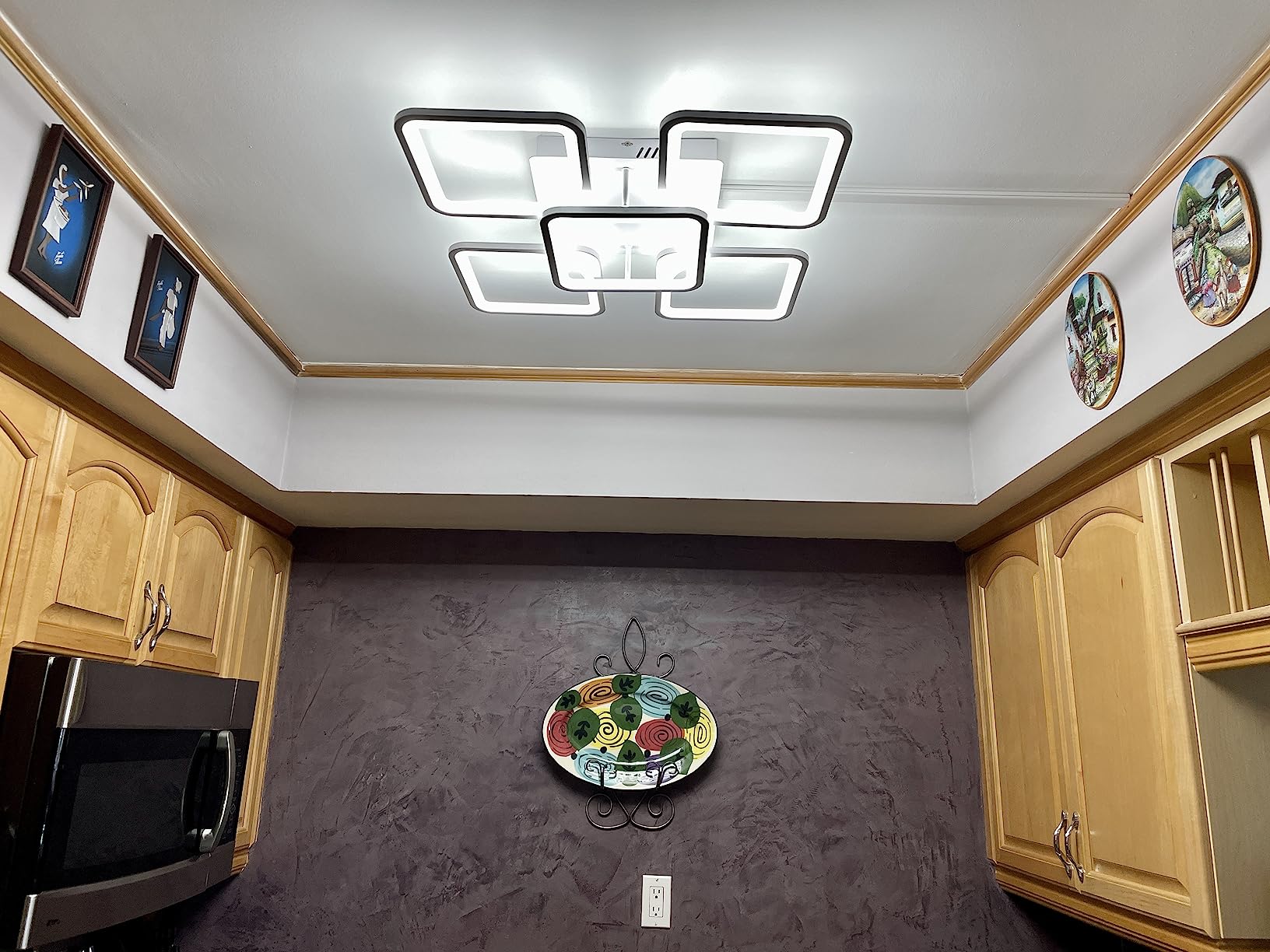 Jaycomey 70W Dimmable LED Ceiling Light, 5-Square Flush Mount with Remote | 23.6 Inch Modern Geometric Fixture, 4200LM, 3000K-6000K Adjustable with Memory for Living Room, Bedroom, Kitchen customer photo 1