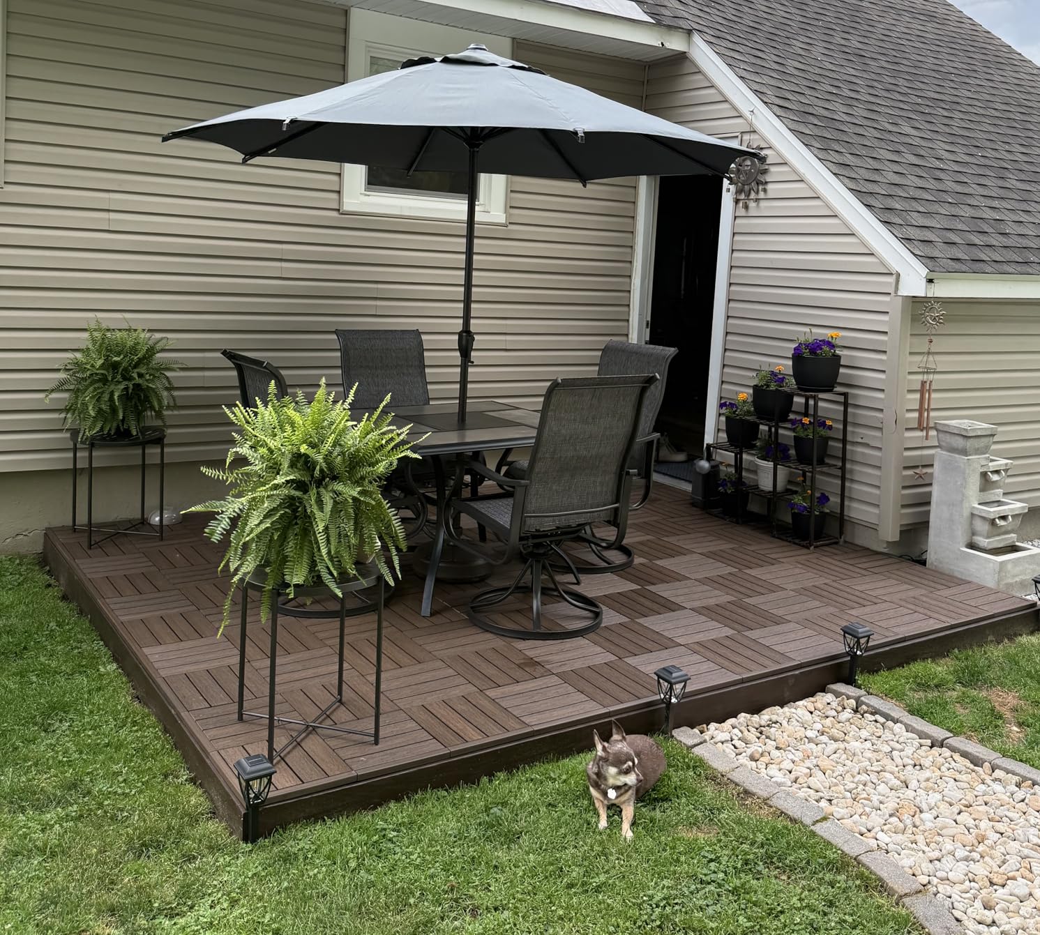 NewTechWood UltraShield Naturale 1 ft. x 1 ft. Quick Deck Outdoor Composite Deck Tile in Peruvian Teak (10 sq. ft. Per Box) customer photo 2