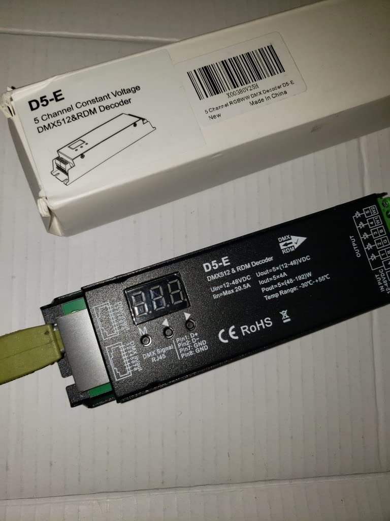 5 Channel DMX Decoder with RDM Digital Display, DMX512 Dimmer Driver PWM RGBCCT LED Controller for RGBWW RGBW or 5group White lightstrips LED Module Light Input 12V-48VDC customer photo 1