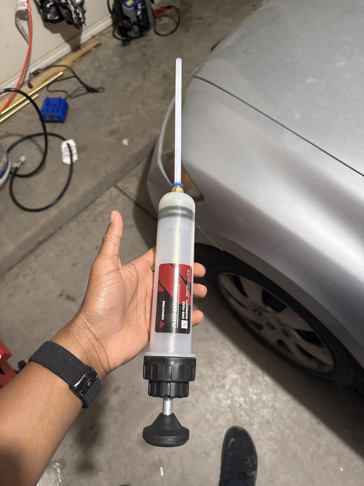 Thorstone 200cc Automotive Fluid Extractor Pump, Manual Oil Change Syringe with 2pcs 22cm PVC Suction Tubes customer photo 1