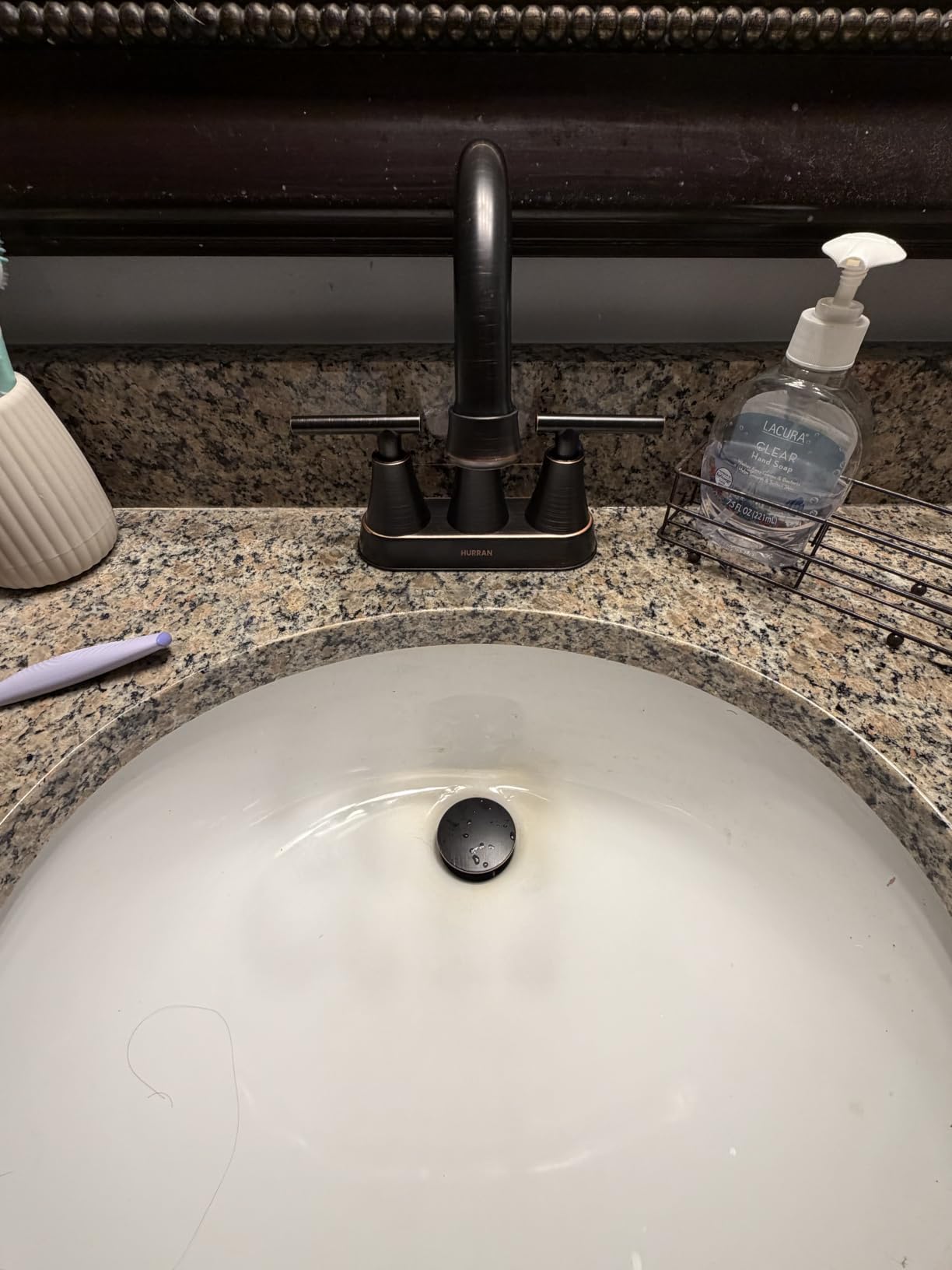 Bathroom Faucets for Sink 3 Hole, Hurran 4 inch Matte Black with Pop-up Drain and 2 Supply Hoses, Stainless Steel Lead-Free 2-Handle Centerset Faucet for Sink Vanity customer photo 1