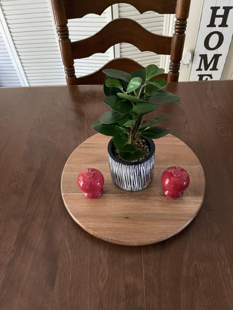 Acacia Wood Lazy Susan, Wood Turntable Tray Cabinet Organizer, 14