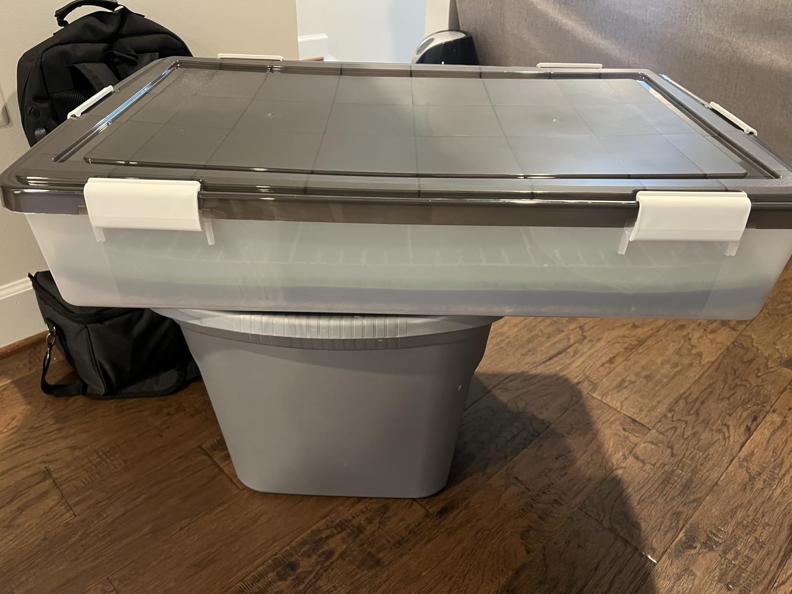 IRIS USA 33 Qt Plastic Under Bed Storage Organizer Bin Container with Secure Lids and Durable Black Buckles, Multi-Purpose for Clothes, Shoes, Clothing, and Bedding, Short, Clear, 3 Pack customer photo 1