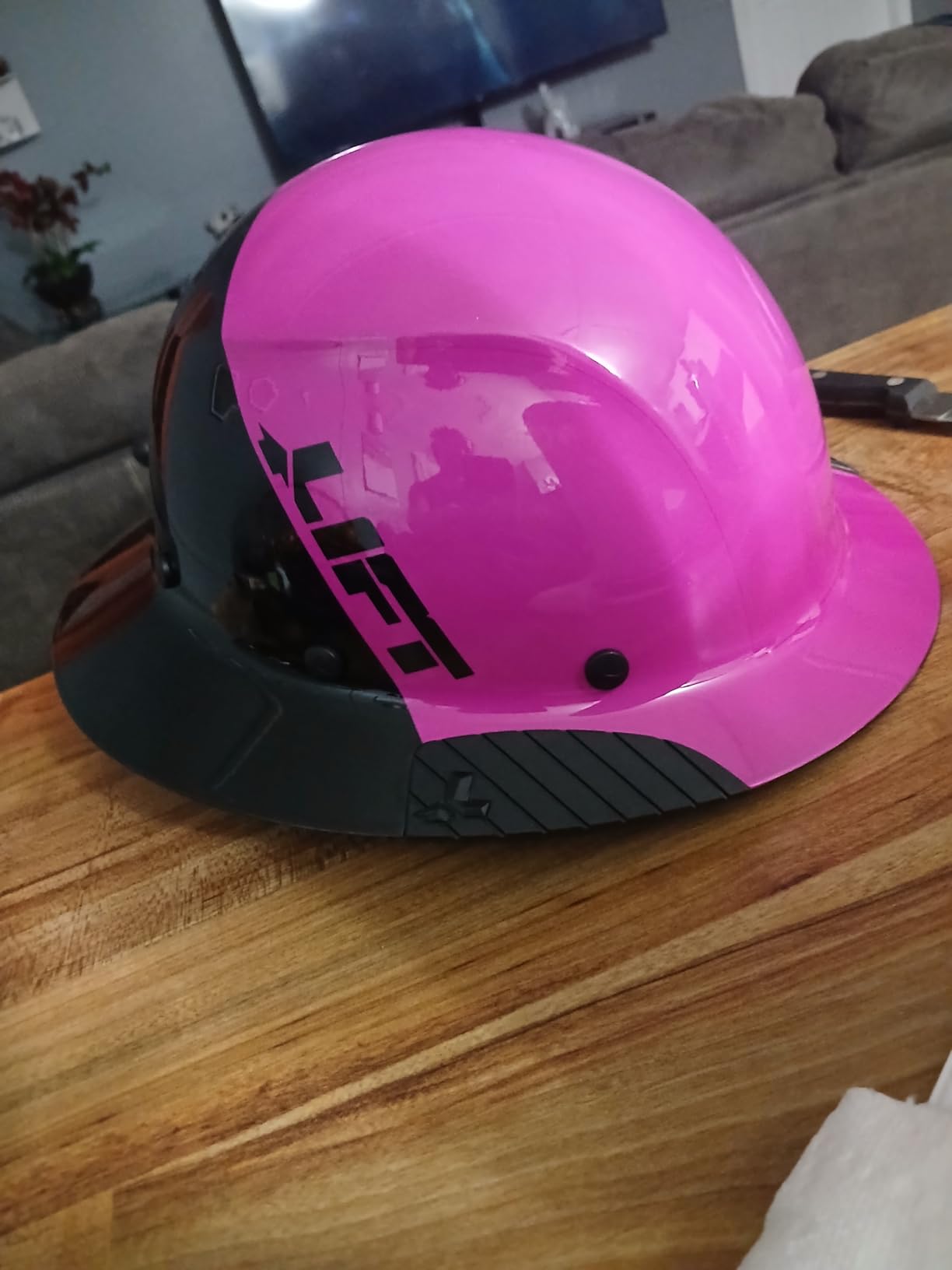 LIFT Safety Dax Fiber Resin Full Brim Safety Helmet/Hard Hat, 50/50 Pink Black customer photo 2