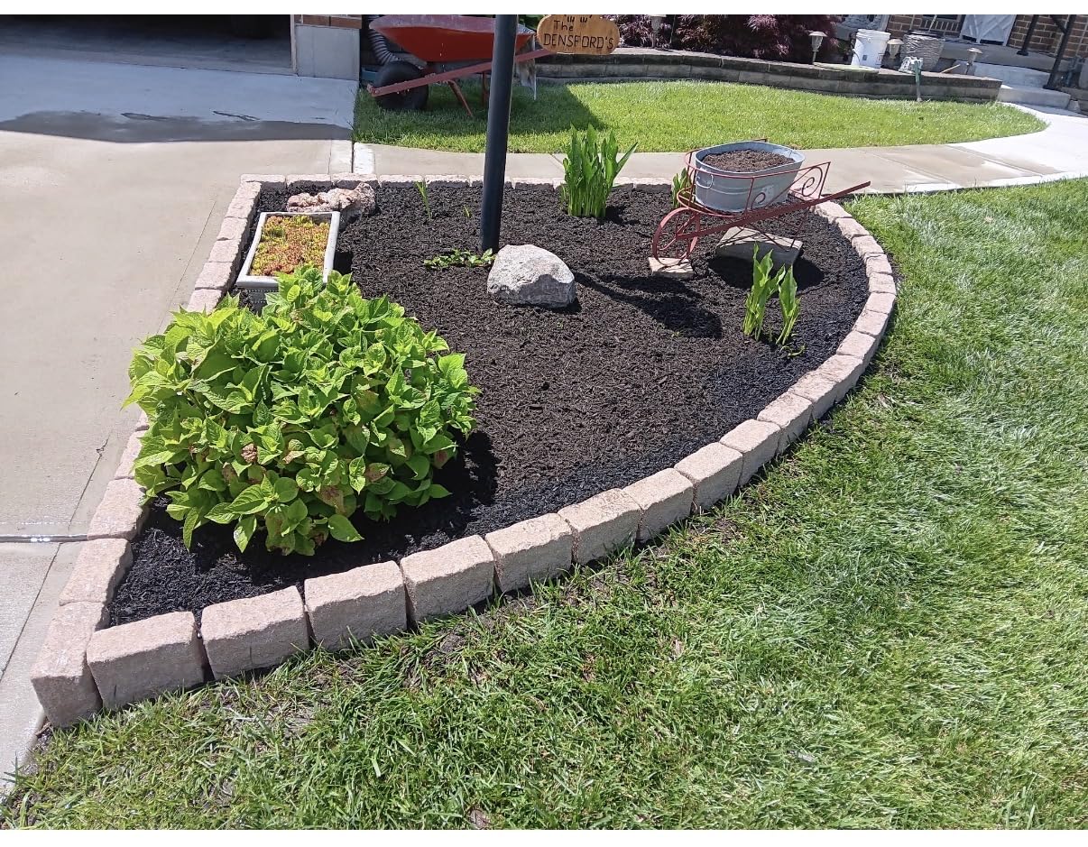 Landscape Edging | Garden Edging Border | Polyrock Blocks for Lawn Edging, Flower Beds & Yard Edging - 1 Pack | Each Section Has 6 Blocks 48