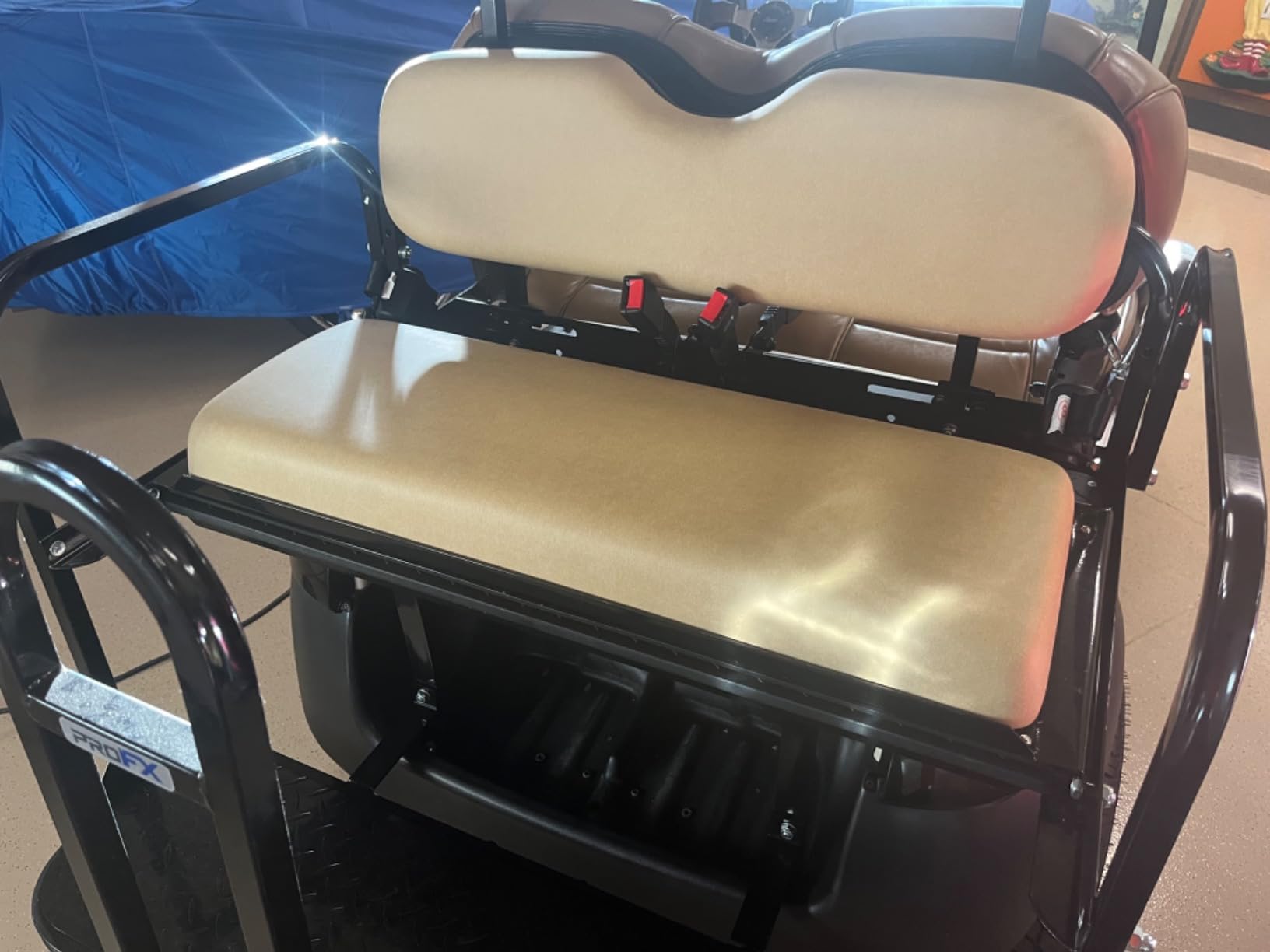 Golf Cart Rear Flip Seat Kit with Grab Bar for Club Car Precedent, Tempo, and Onward Gas & Electric Golf Carts | Black Cushions | Compatible with 2004-Up Models customer photo 1