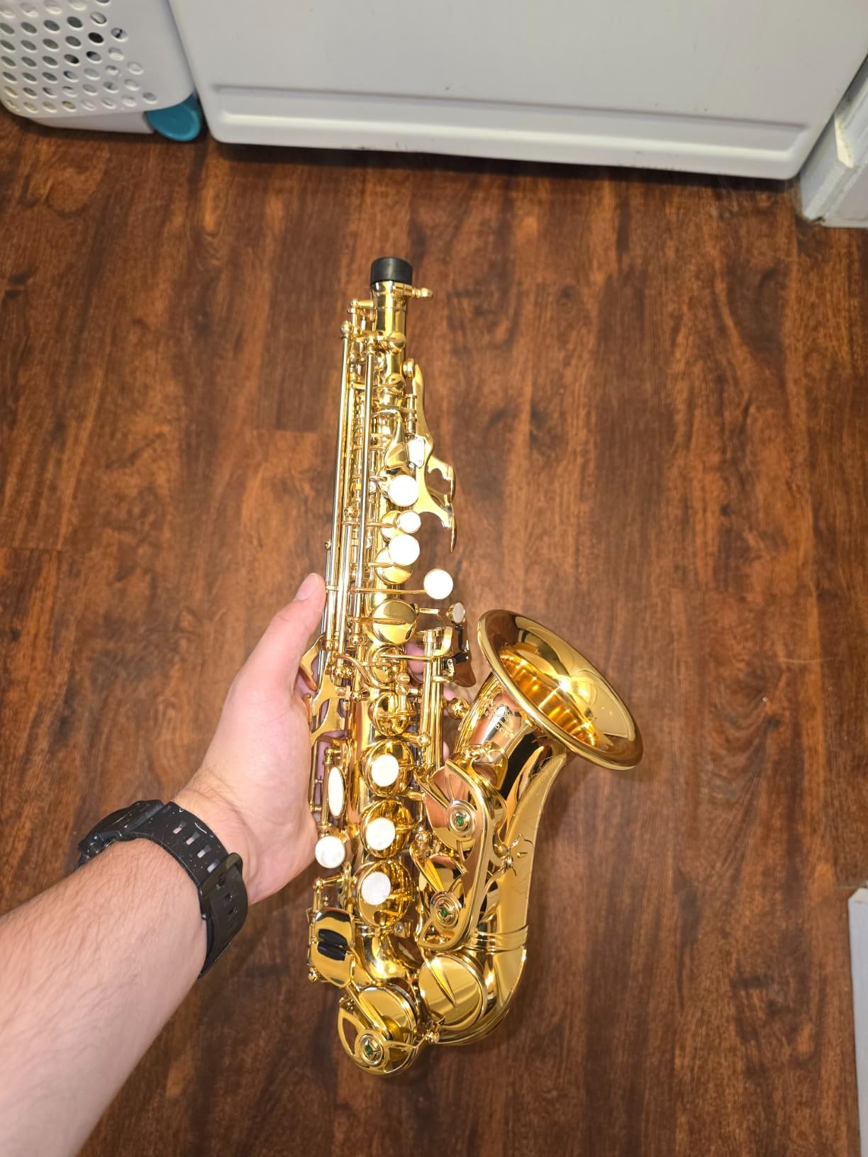 EASTROCK Bb Soprano Saxophone Straight Sax Instruments for Beginners Intermediate Players with Carrying Case, Mouthpiece, Pads, Reed, Cleaning Kit, Neck Strap, White Gloves customer photo 2