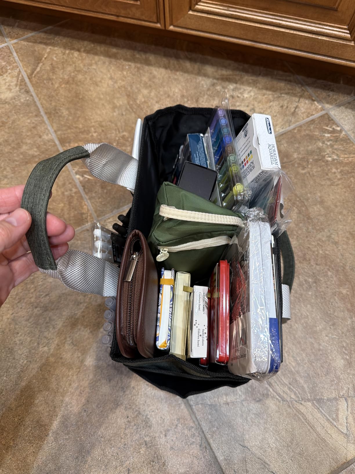JJRING Craft Organizer Tote Bag, Large Art Storage Caddy with Multiple Pockets, Bluish Green Sewing Bag for Art, Craft, Scrapbooking, School, Medical, and Office Supplies Storage customer photo 2