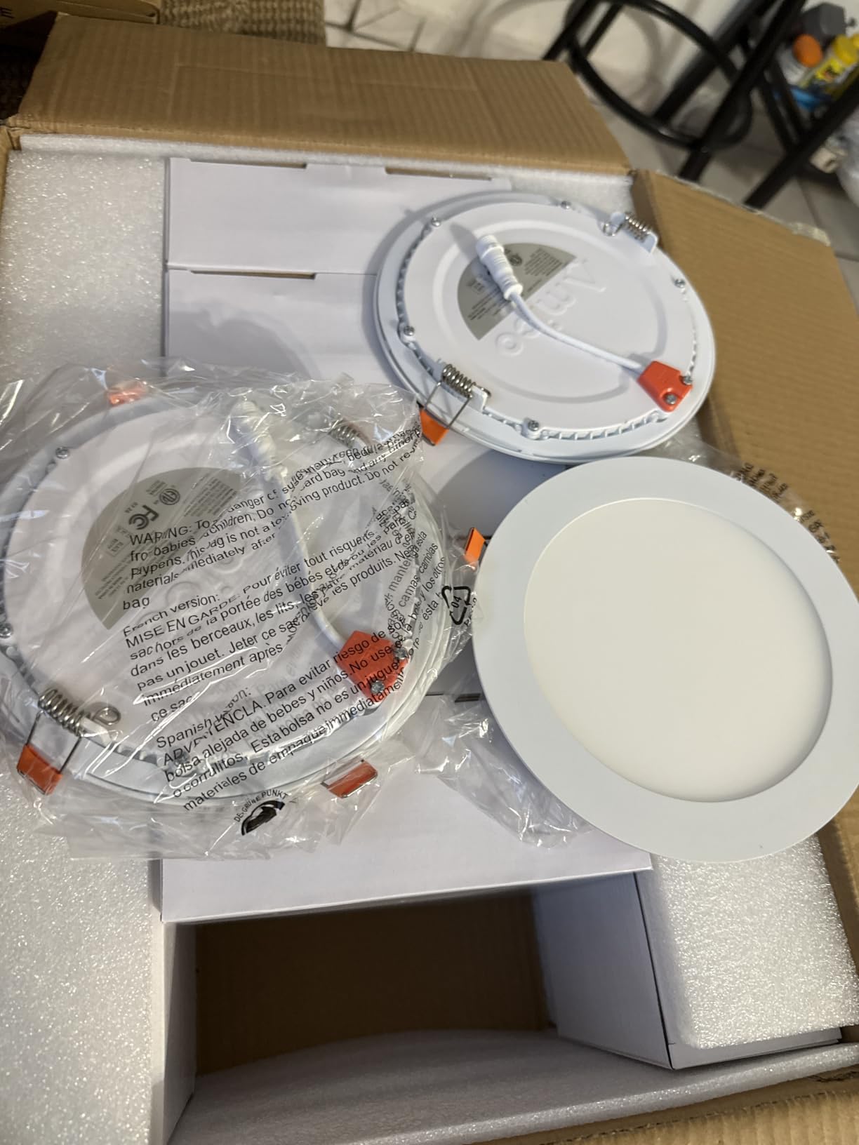 Amico 24 Pack 6 Inch 5CCT Ultra-Thin LED Recessed Ceiling Light with Junction Box, 1050LM Brightness, Dimmable Canless Wafer Downlight, 12W, ETL&FCC customer photo 1