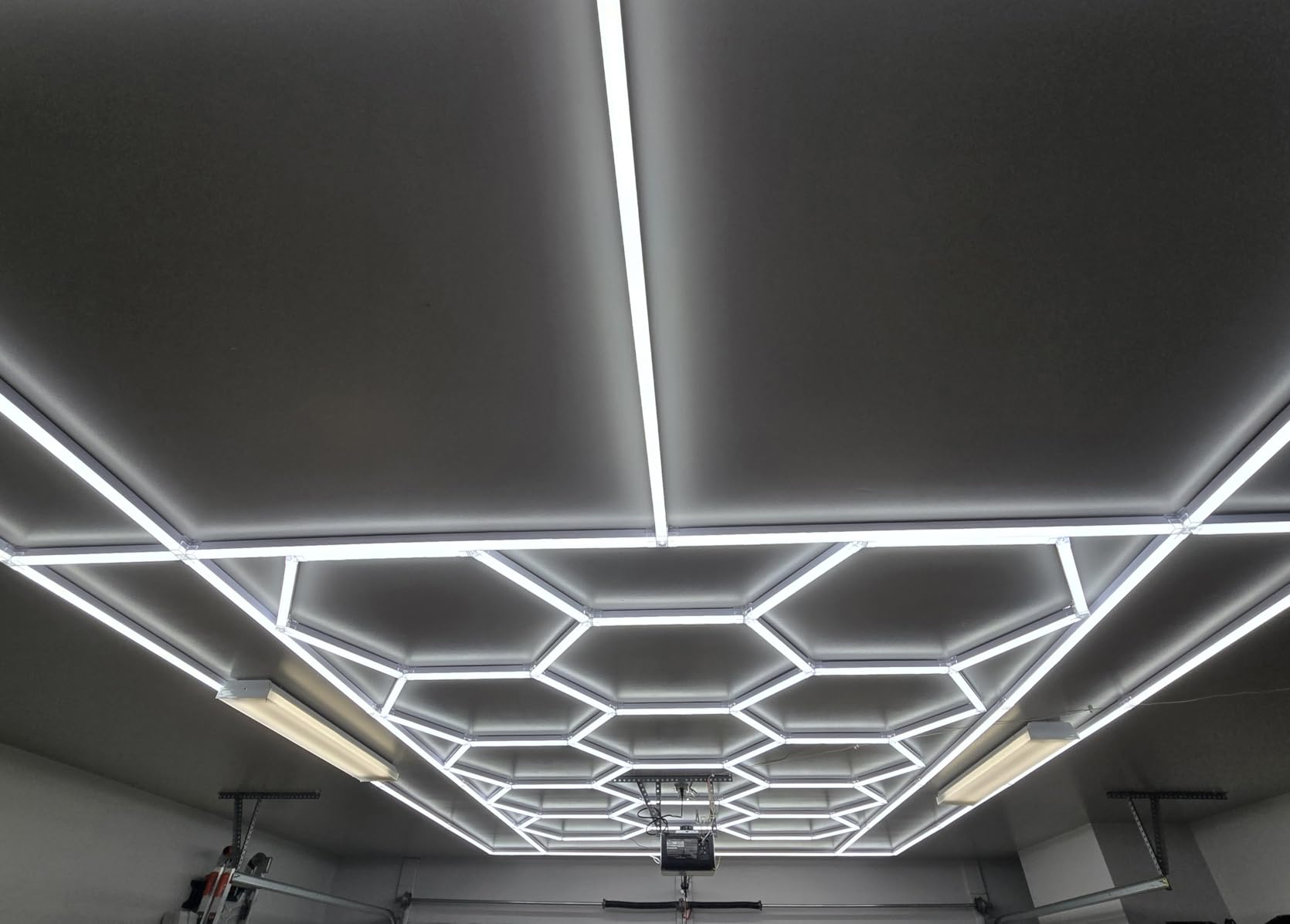 MODERN Hexagon Garage Light: Higher Brightness 720W 86400 Lumens Hexagon Led Garage Light with Rectangle Frame 6500K for Garage, Basement, Warehouse, Auto Beauty Shop, Car Detailing Shop customer photo 1