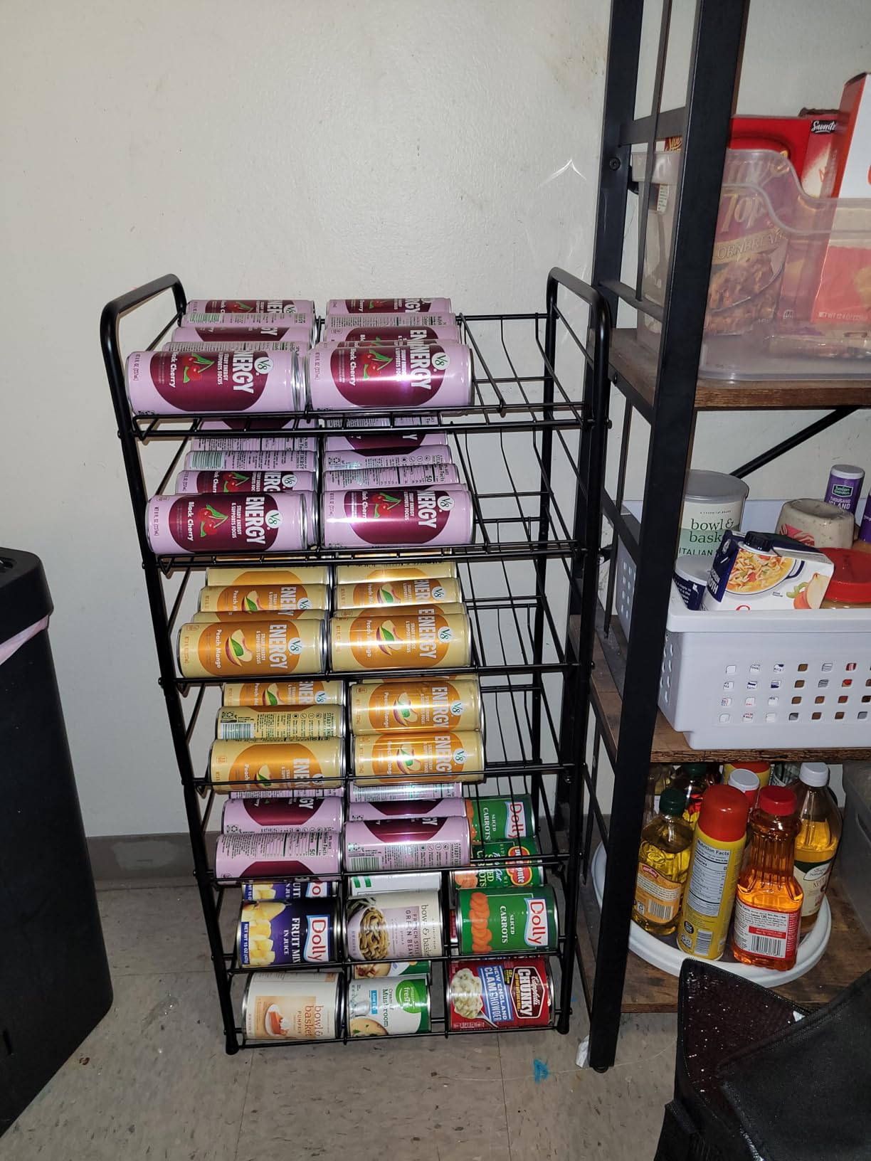 Vrisa Can Organizer for Pantry 7-tier Can Dispenser Rack Holds up to 84 Cans Multifunctional Can Holder for Canned Food Storage Kitchen Cabinet or Pantry Shelf Rustic Brown customer photo 2