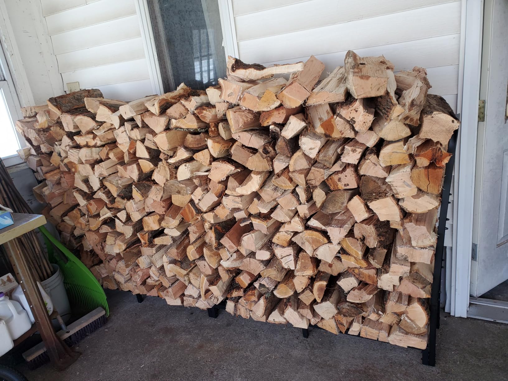 Mr IRONSTONE 8ft Firewood Rack Outdoor Indoor, Upgraded Heavy Duty Adjustable Fire Wood Rack Holds Up to 4500lbs, Fireplace Log Holder Wood Storage for Porch Patio, Easy Assembly customer photo 2