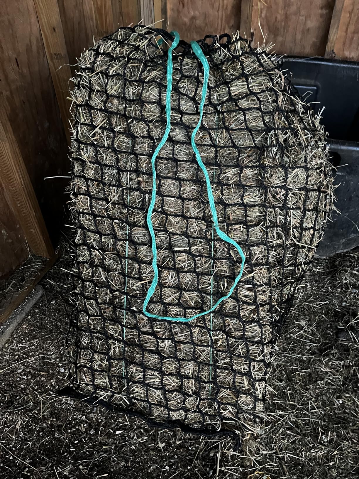 Riakrum 2 Pcs Square Bale Hay Net 5 mm Thick 47 x 20 x 20 Inch Black Large Bale Net Whole Slow Feeder Hay Bags Horse Full Hay Net Feeding Supplies for Horse Mule Goat Cattle Feed customer photo 1
