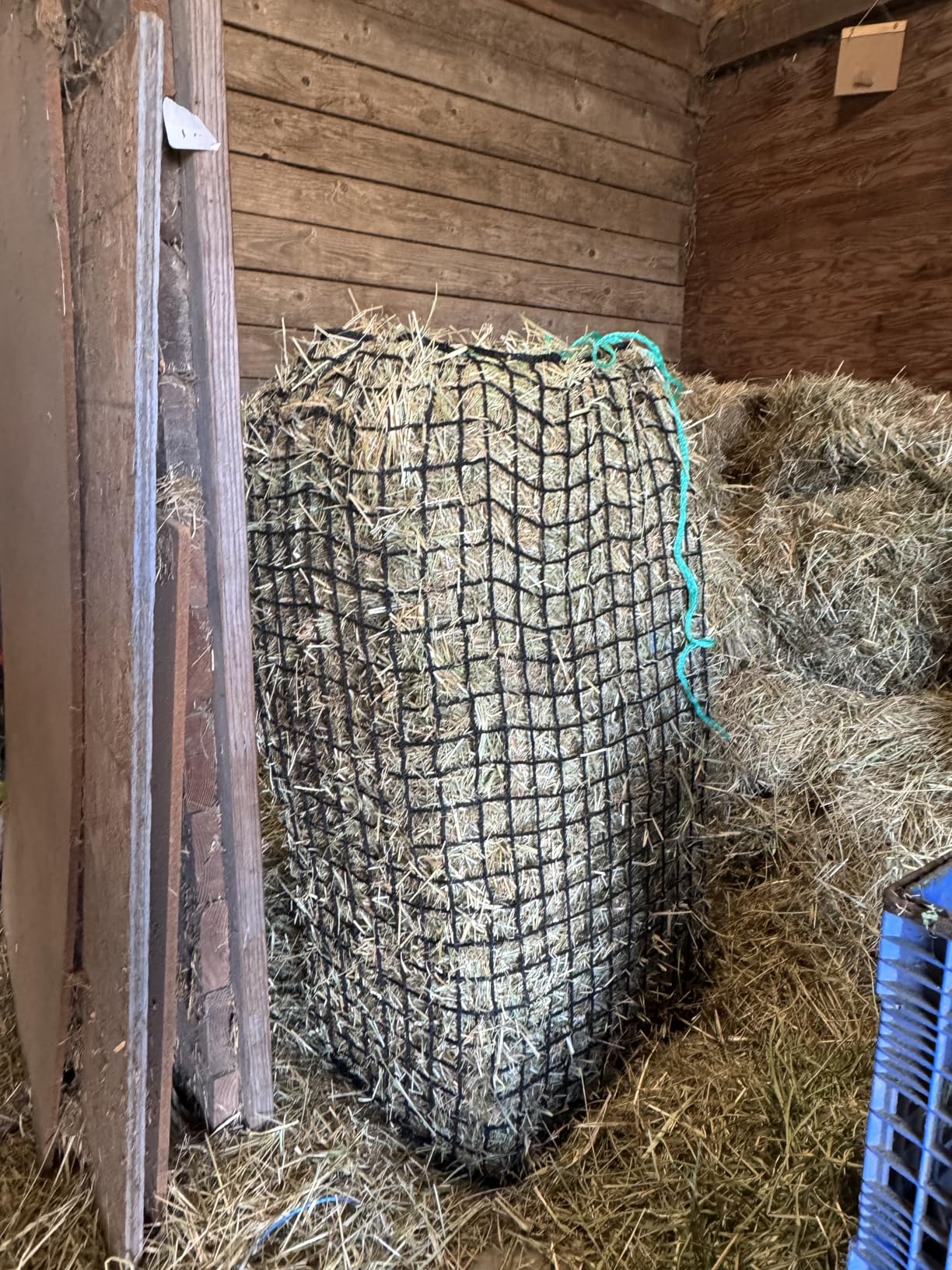 Riakrum 2 Pcs Square Bale Hay Net 5 mm Thick 47 x 20 x 20 Inch Black Large Bale Net Whole Slow Feeder Hay Bags Horse Full Hay Net Feeding Supplies for Horse Mule Goat Cattle Feed customer photo 2