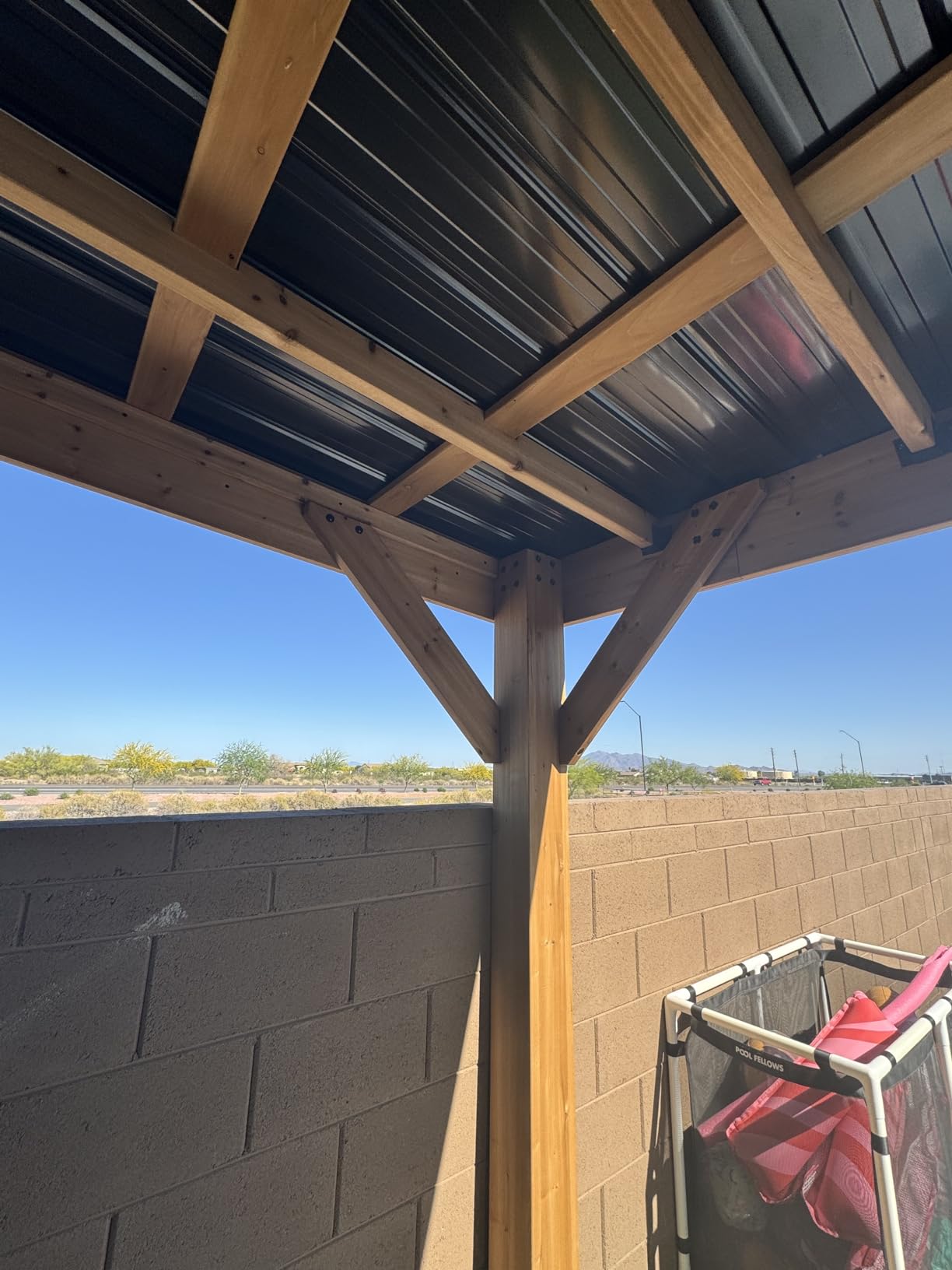 Backyard Discovery Arcadia 12' x 9.5' Cedar Wood Outdoor Gazebo Pavilion with Hardtop Galvanized Steel Slope Roof, Snow Support, Wind Resistance, PowerPort, Shade for Garden, Patio, Deck, Entertaining customer photo 1