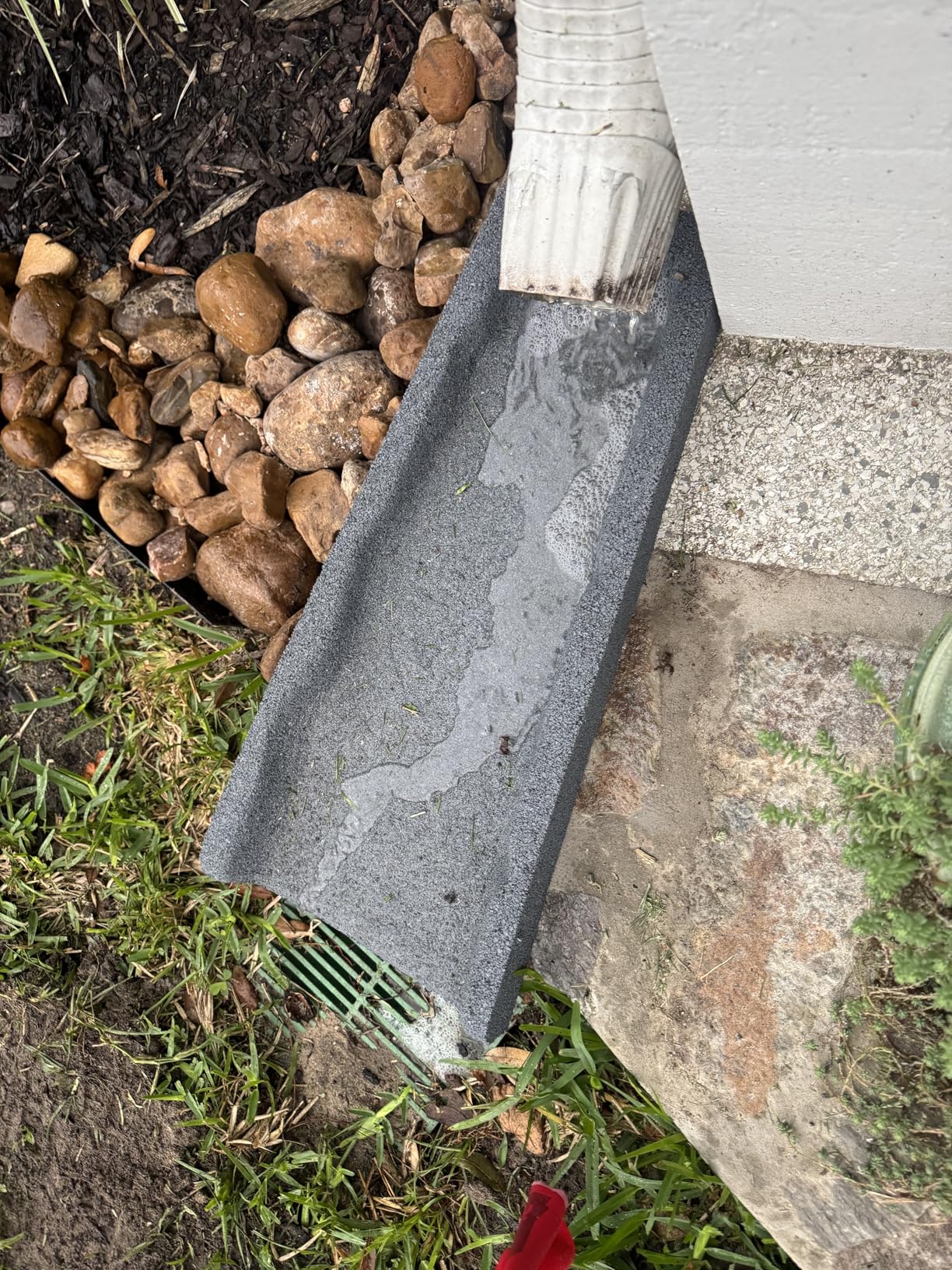Premium Rubber Downspout Splash Block, Rain Guard, Stone Textured Drain Extender (Red) customer photo 1