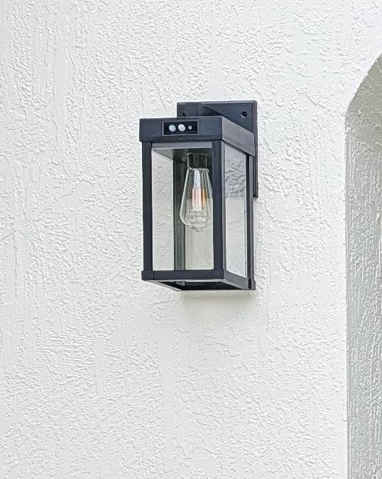 Solar Wall Lights Outdoor with 3 Lighting Modes & Motion Sensor, Solar Porch Light with 2 Bulbs, Waterproof Outdoor Wall Sconce Lantern Lamp Fixture for Garage Porch Shed Barn Yard Garden Front Door customer photo 2