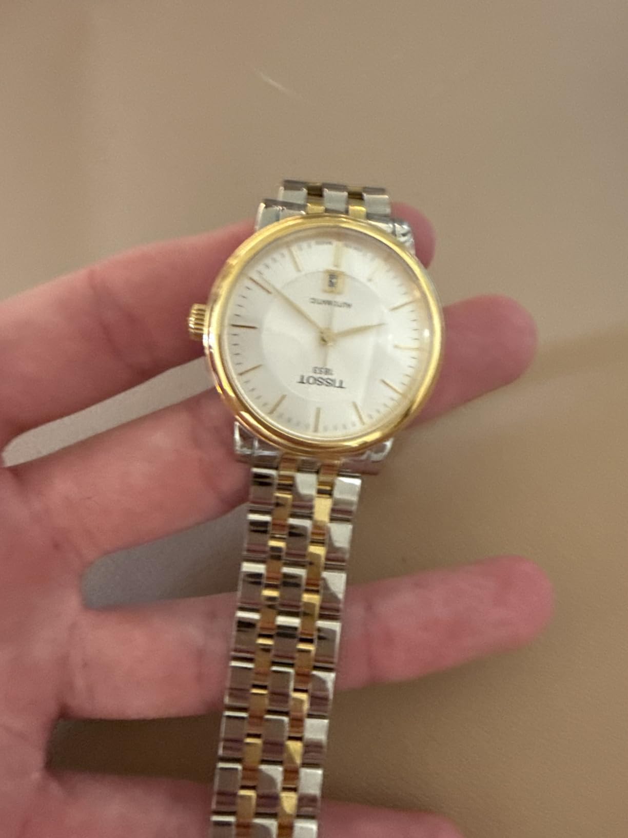Tissot Womens Classic Dream Lady 316L Stainless Steel Case with Yellow Gold PVD Coating Quartz Watch, Yellow/Grey Dial (T1292102203100) customer photo 2