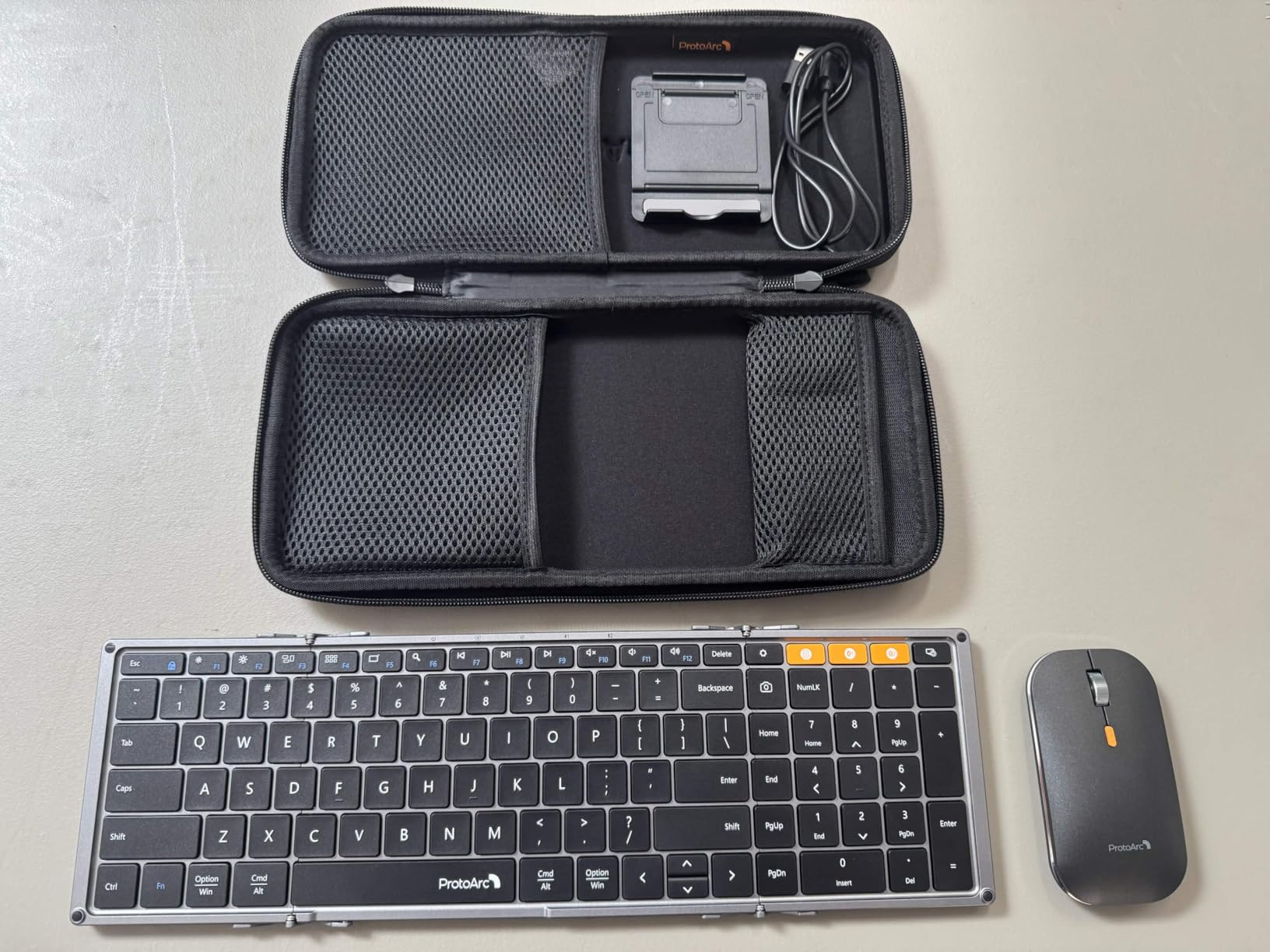 ProtoArc Foldable Keyboard and Mouse, XKM01 True Full-Size Folding Wireless Keyboard Mouse Combo for Business Travel, a Portable Office Suite On-the-Go, Compatible with Laptop iPad Tablet - Black Gray customer photo 1