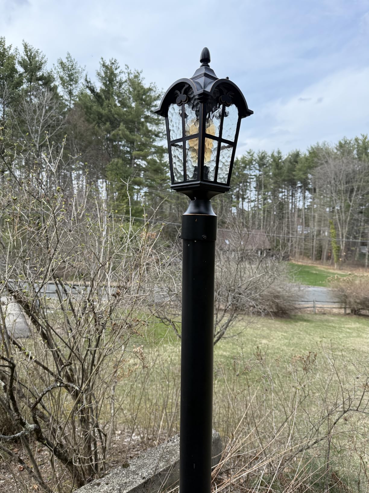 EDISHINE Large Size Dusk to Dawn Outdoor Post Light, 21.9'' H 120V Pole Light Fixture with Pier Mount Base, Waterproof Exterior Lamp Post Lantern Head for Yard, Driveway, Fence, Black, Hardwired customer photo 2