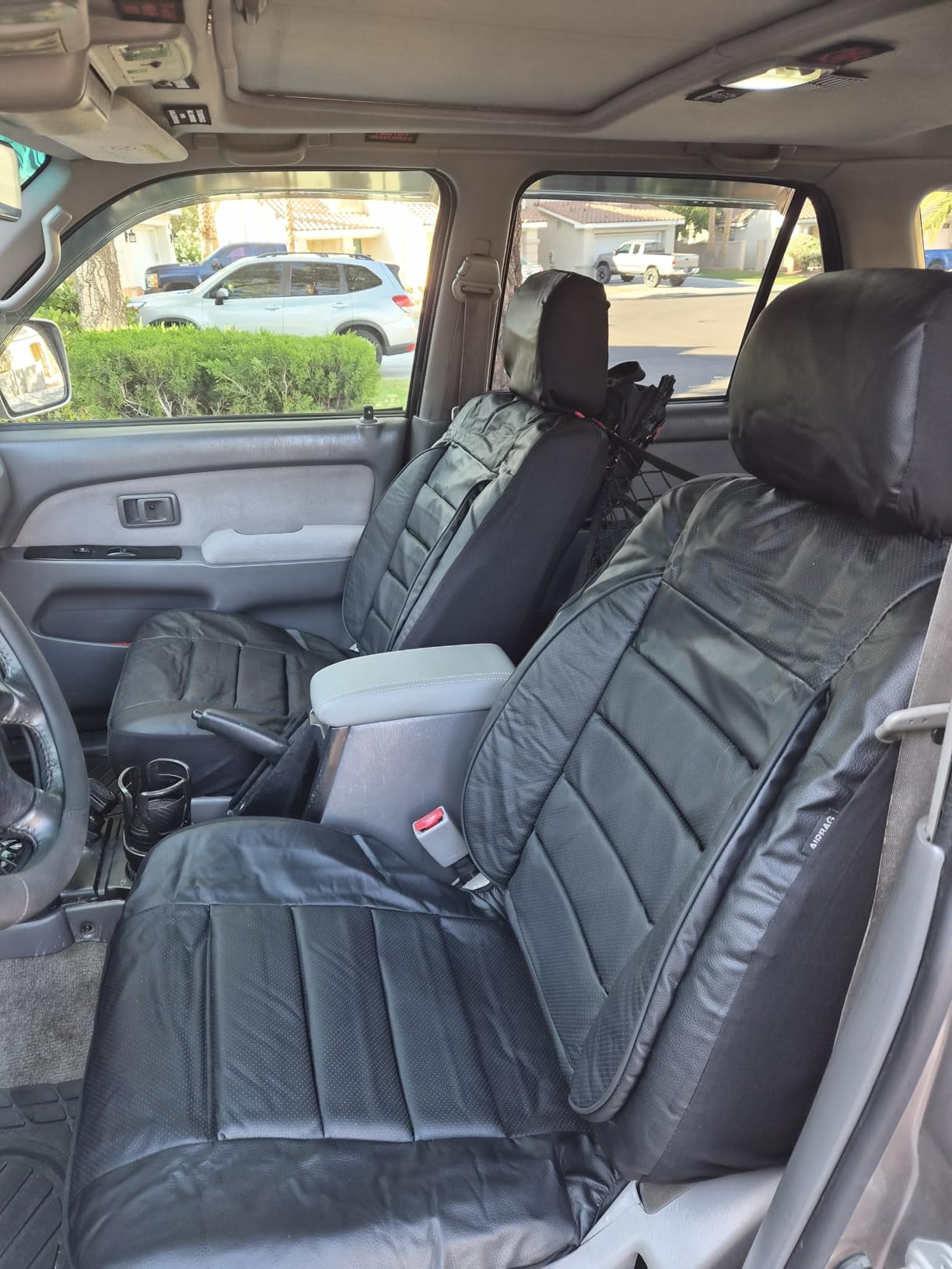 CAR PASS Leather Seat Covers Full Set, Water Resistant 3D Foam Back Support, Luxury 5 Seat Covers, Airbag Compatible, Pure Black customer photo 2