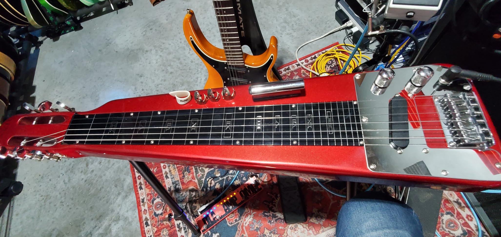 TARIO Lap Steel Guitar 6 String Slotted Head Stock Electric Slide Guitars With Gig Bag (Red) customer photo 1