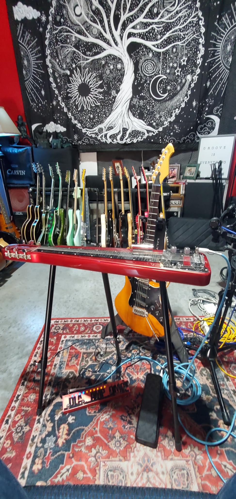 TARIO Lap Steel Guitar 6 String Slotted Head Stock Electric Slide Guitars With Gig Bag (Red) customer photo 2