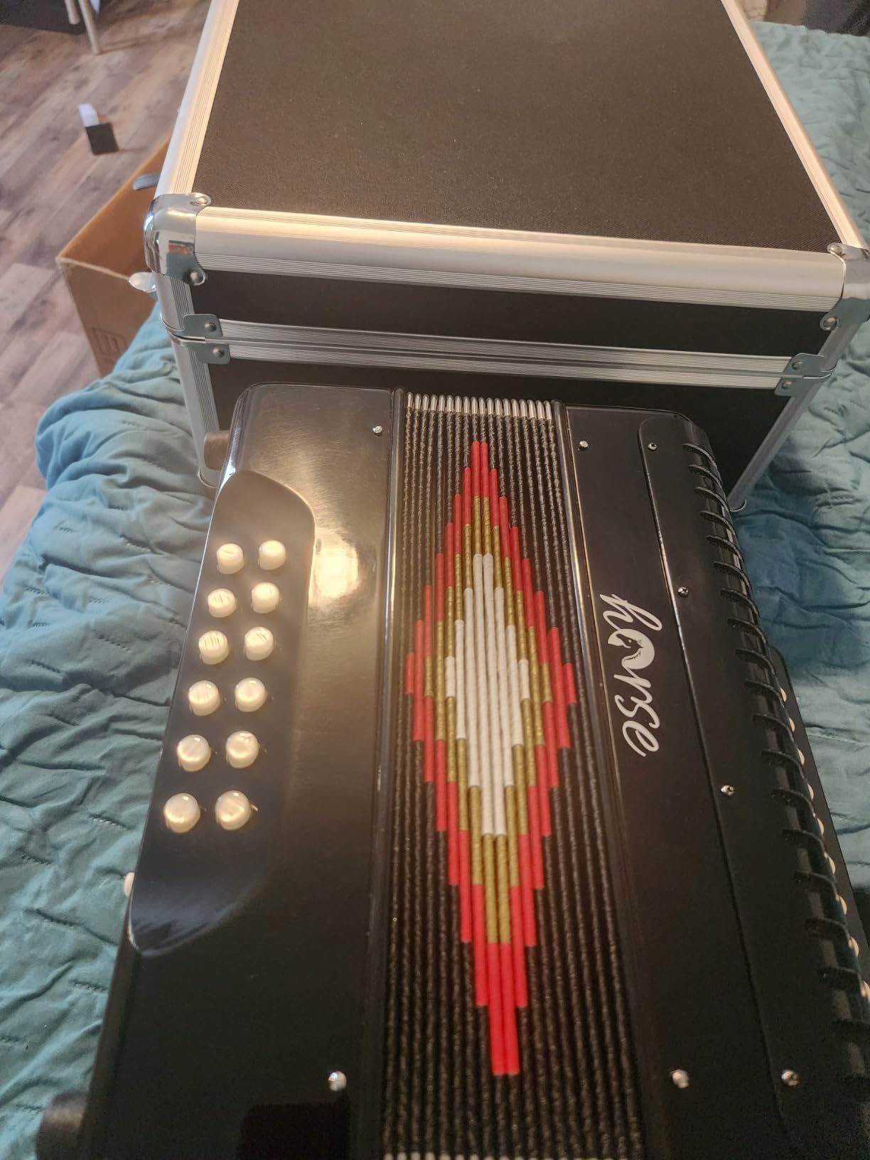 31-Key Diatonic Accordion 12 Bass G/C/F 3-Row Diatonic Accordion Instruments for Adults with Suitcase and Straps customer photo 2