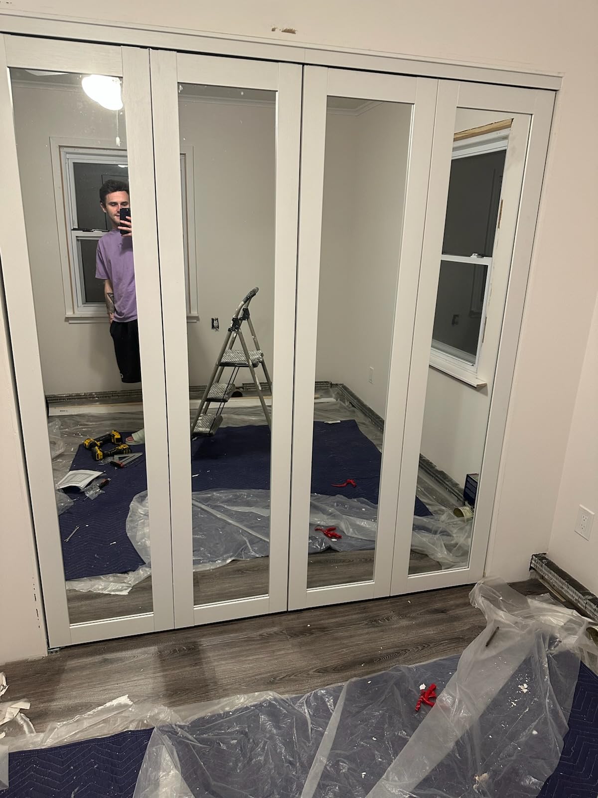 BARNER HOME Bi-Fold Doors, One Mirror Closet Doors for 30in. x 80in. Opening, Folding Closet Door with Hardware Kits, MDF, White Multifold Interior Door customer photo 1