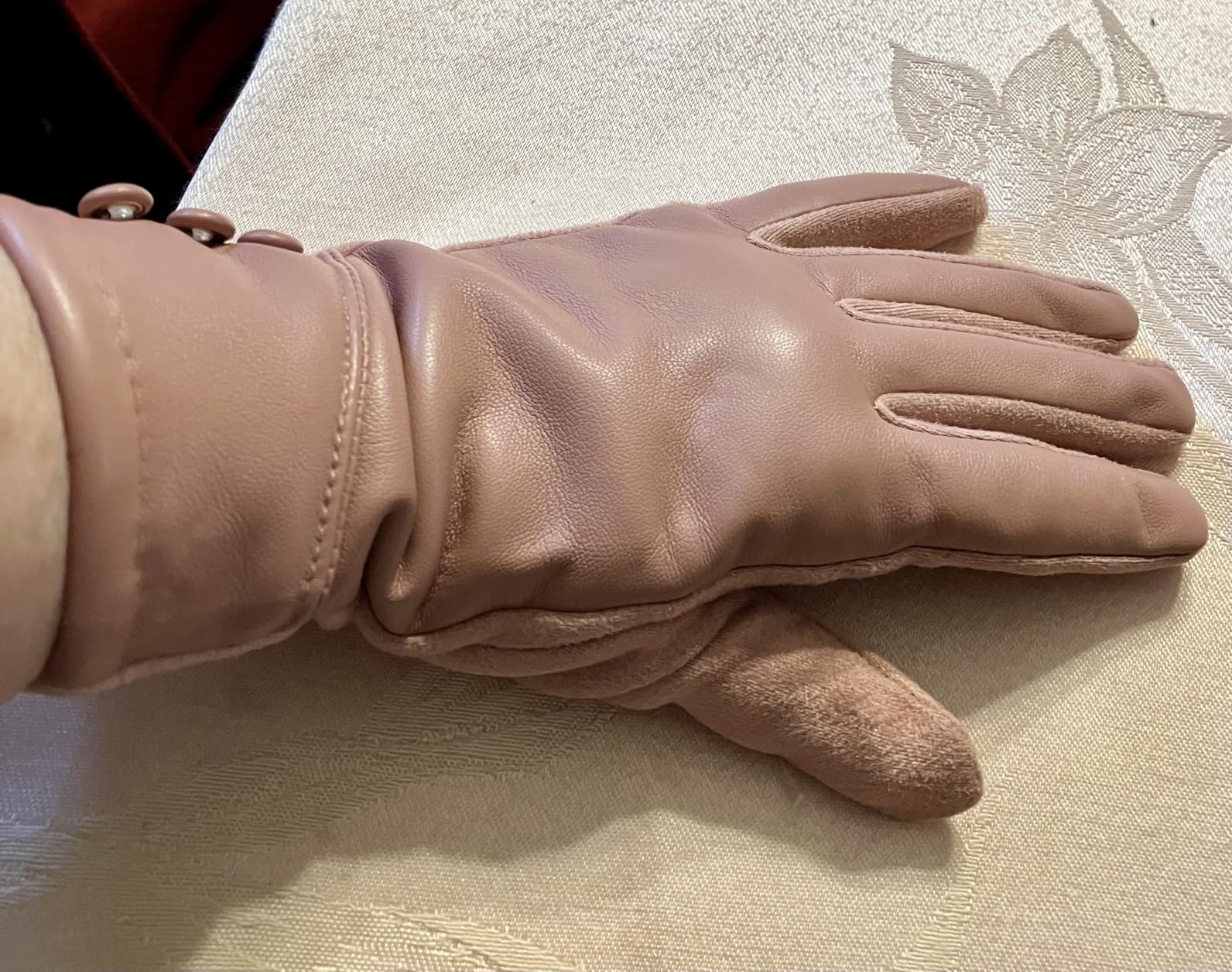 Womens Winter Leather Gloves Touch Screen Wool Lined Windproof Warm Suede Fashion Dress Gloves customer photo 1