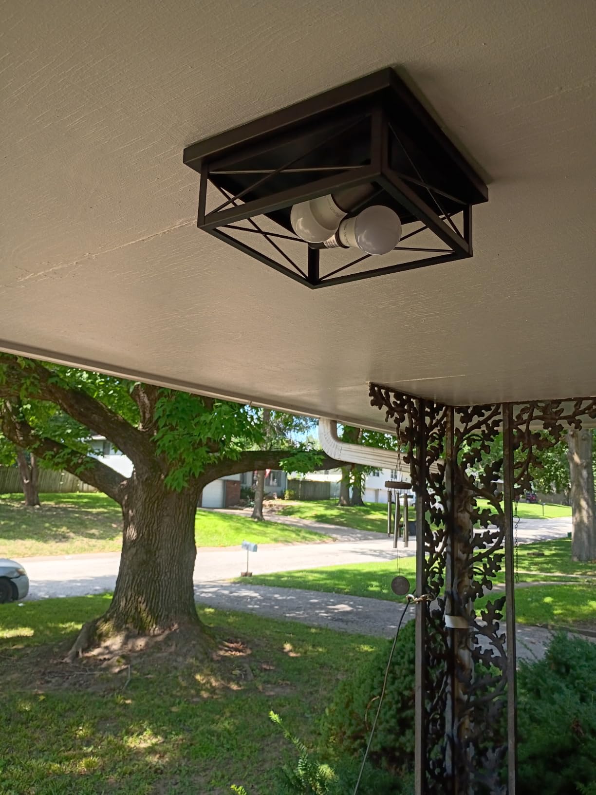 Kondras 2-Light Industrial Square Flush Mount Ceiling Light, Farmhouse Ceiling Light Fixture for Kitchen, Modern Black Close to Ceiling Light for Hallway Bedroom Balcony Porch Stairway, E26, 2-Pack customer photo 2